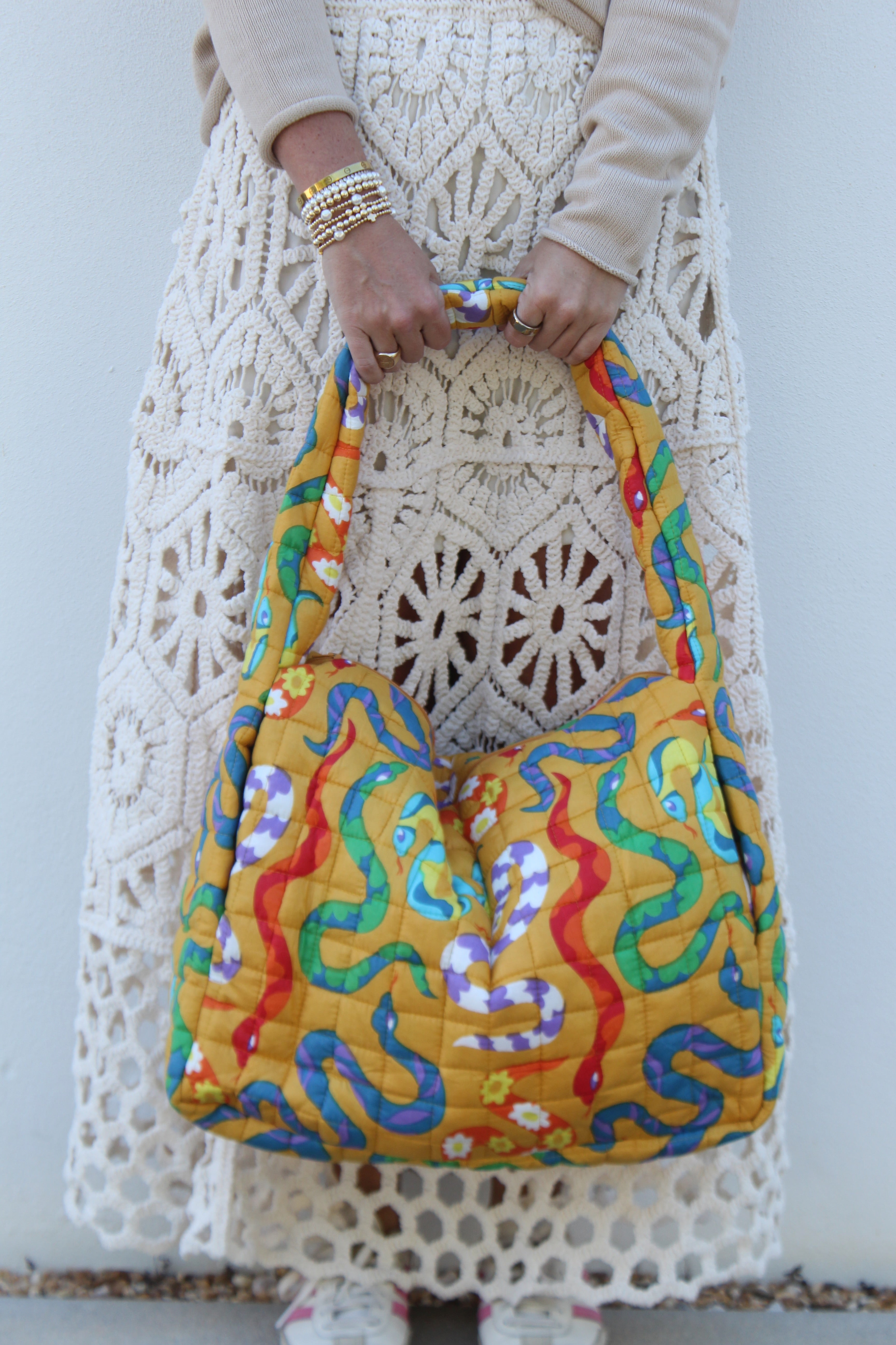 Puffer Tote Bag | Happy Snakes