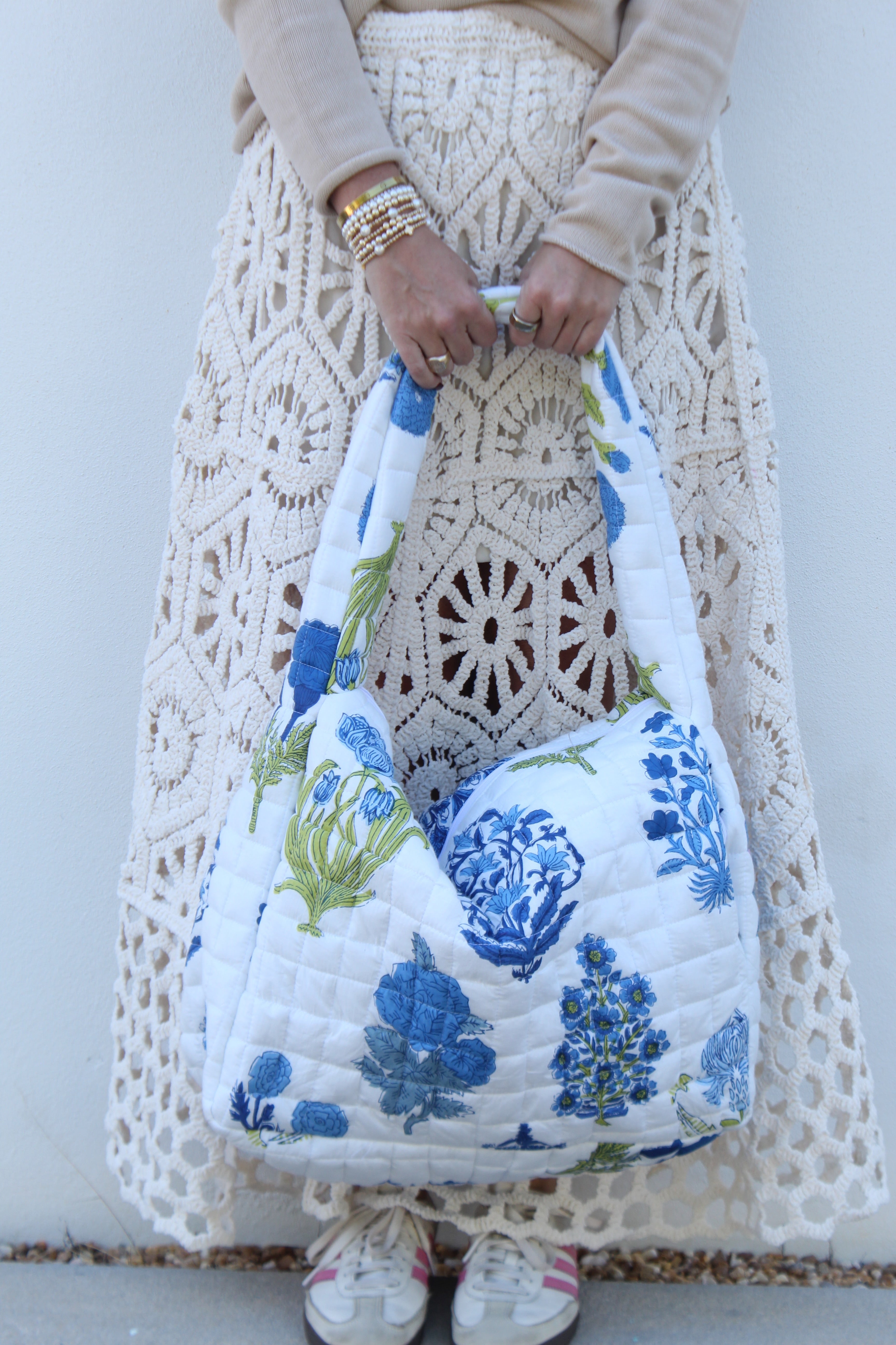 Puffer Tote Bag | Floral Block Print | Various Colors