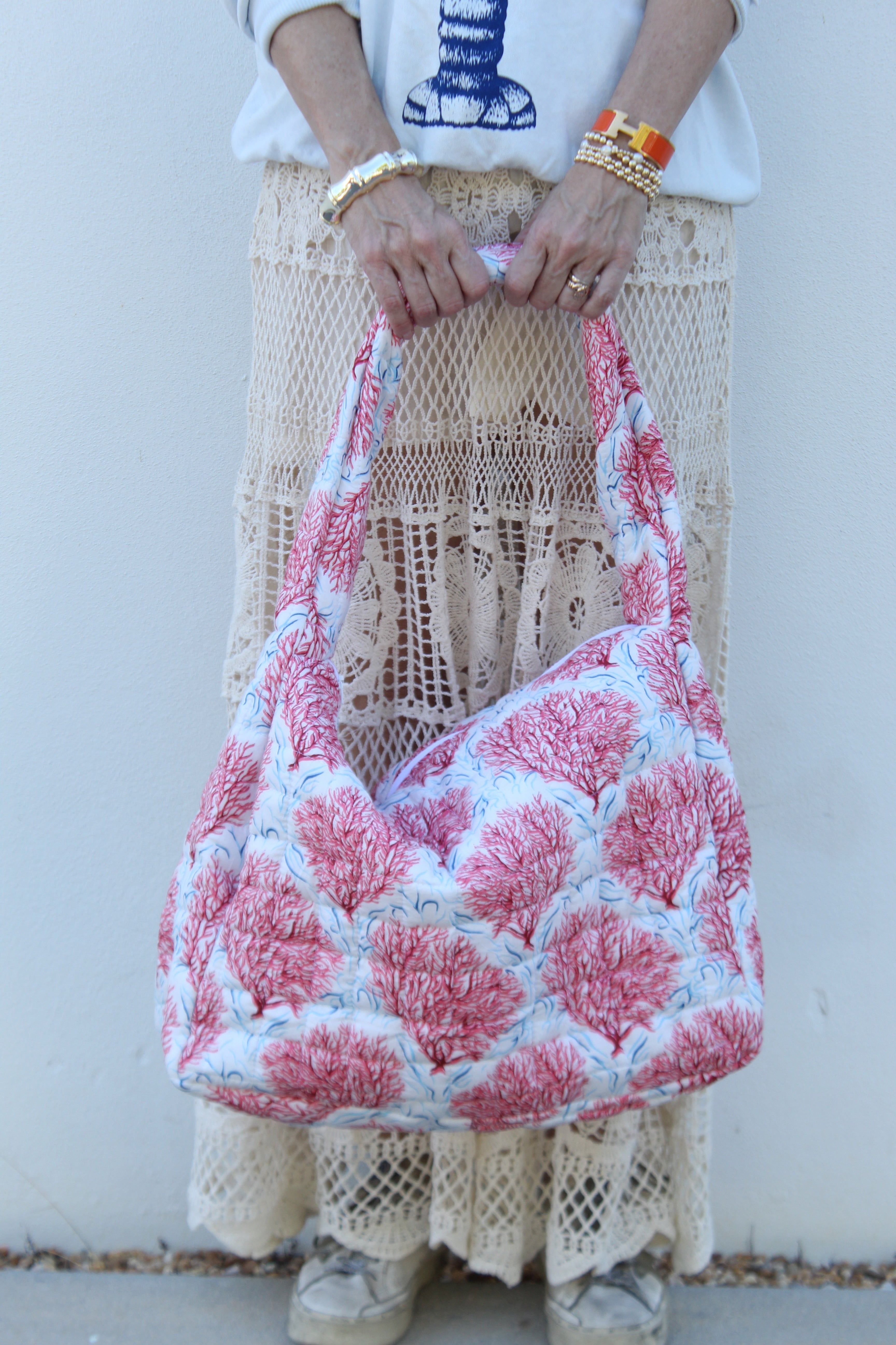 Puffer Tote Bag | Coral