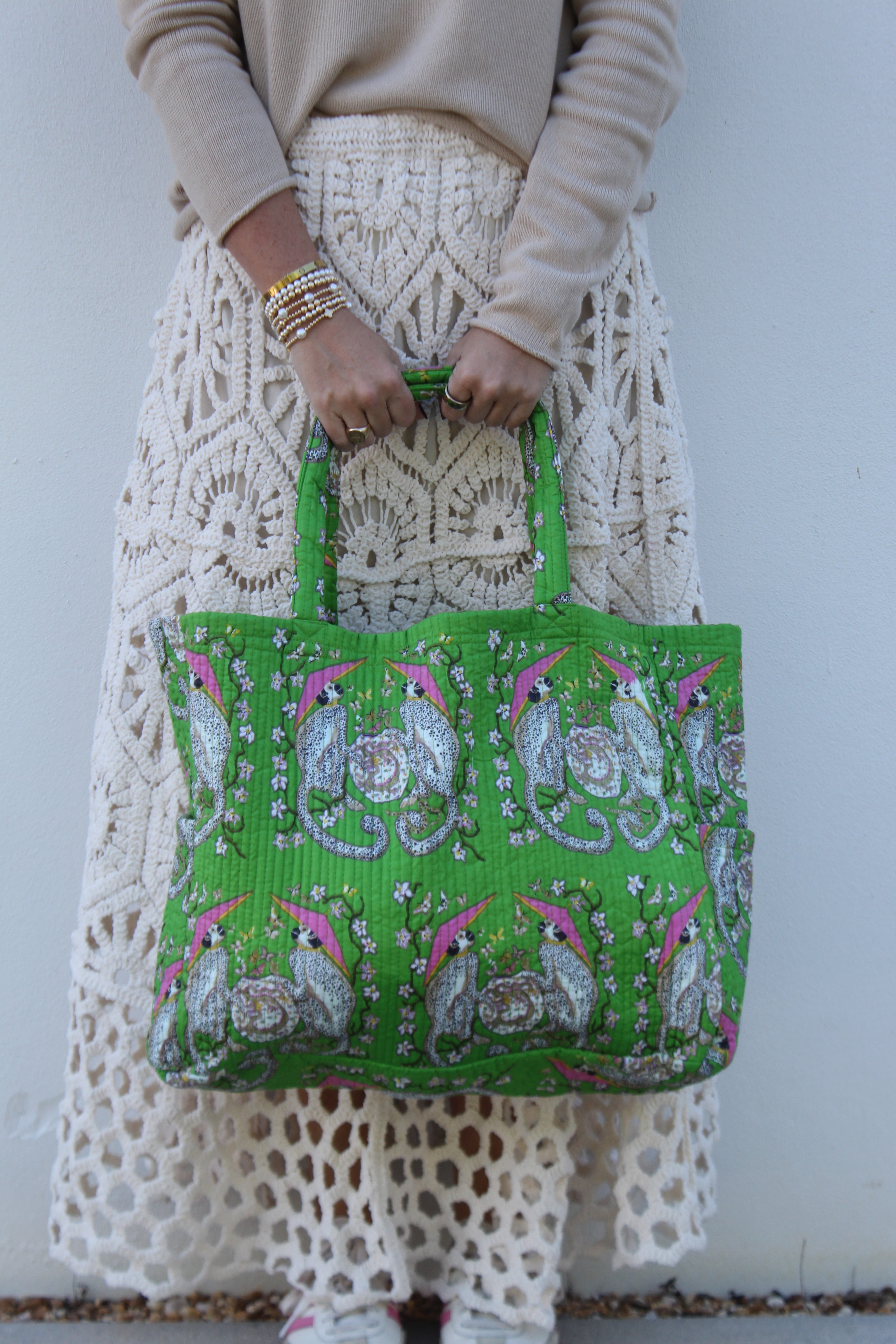 Tote Bag | Twin Monkeys | Green