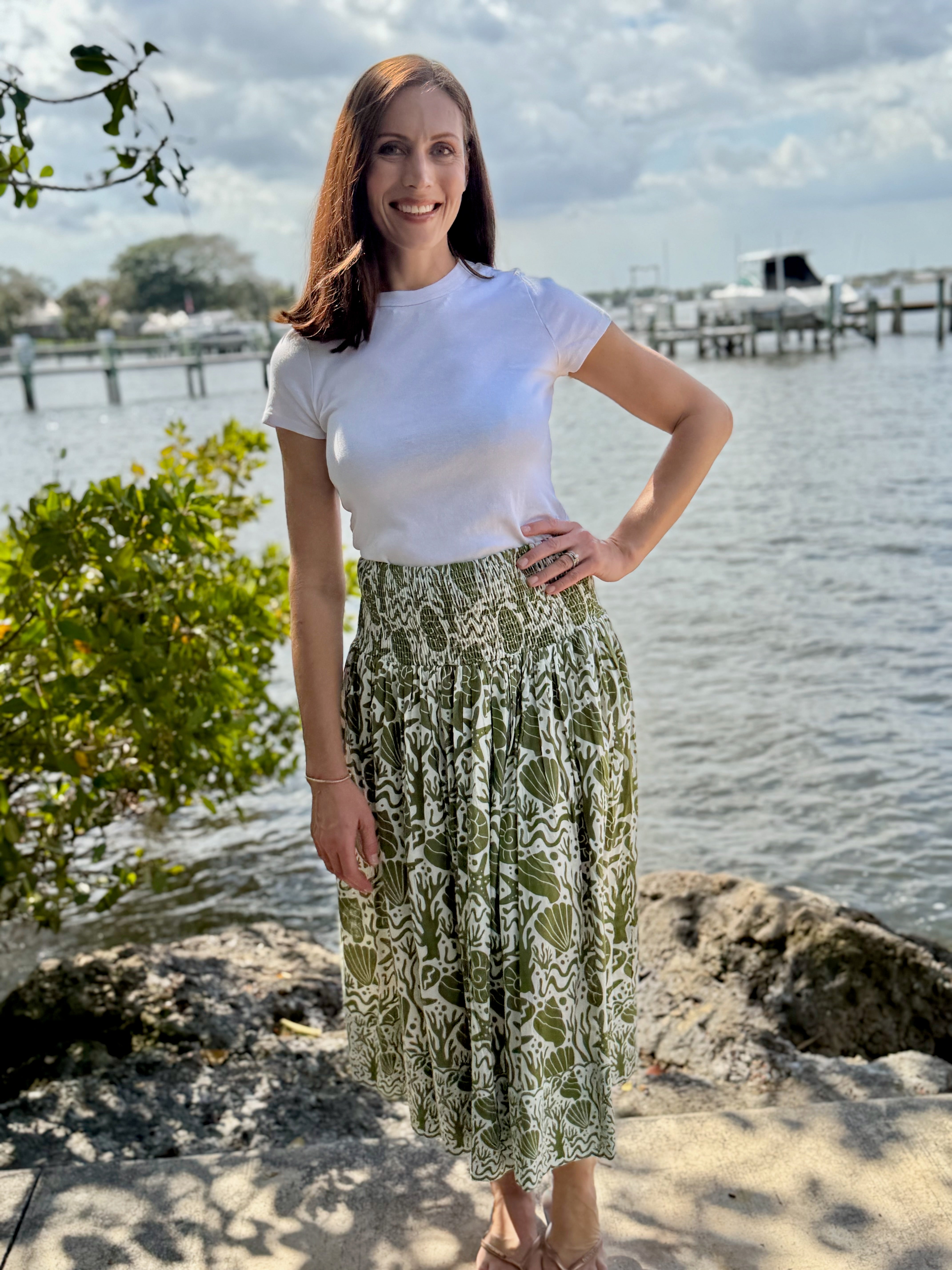 Long Every Day Skirt | Sealife | Olive