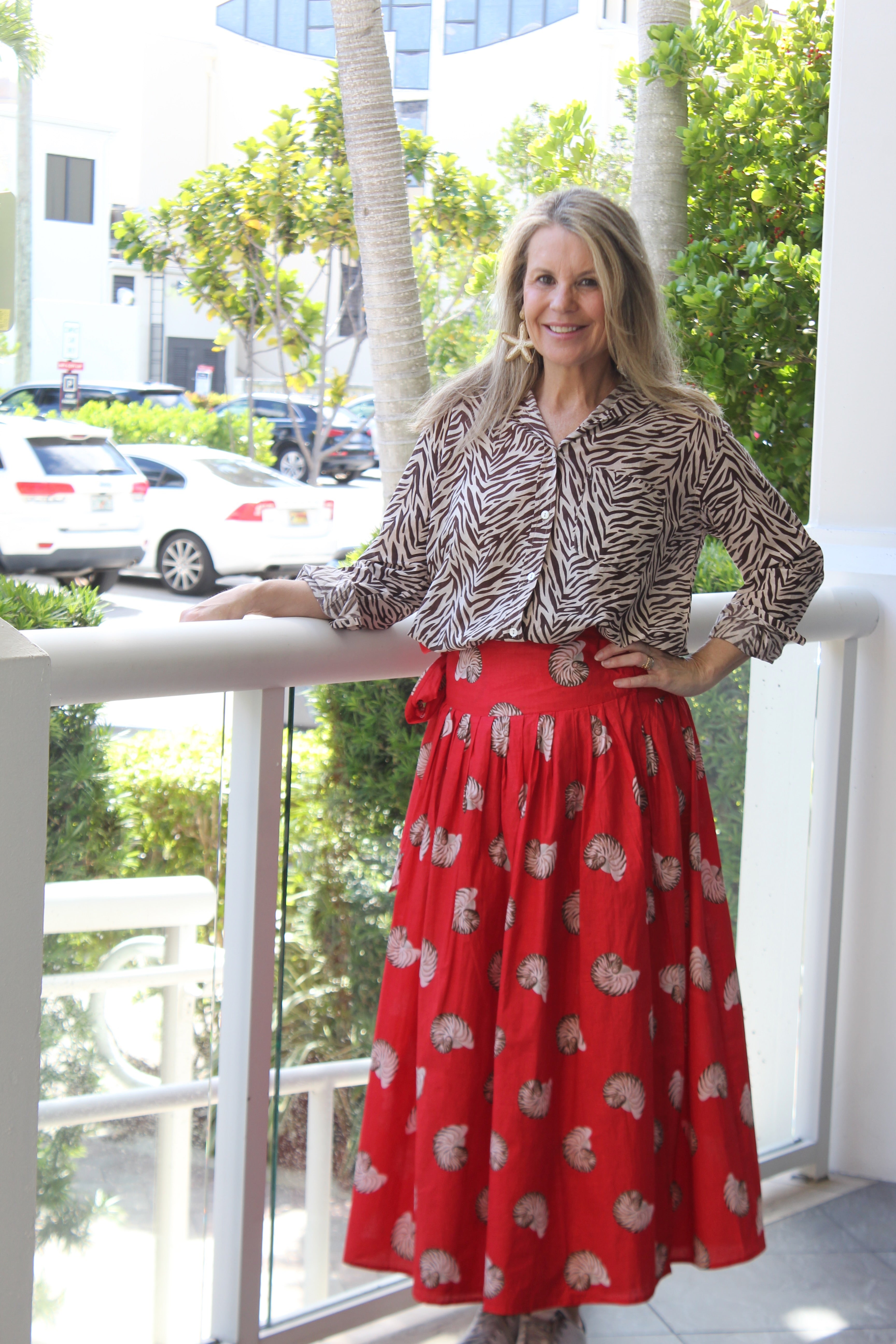 Wrap Skirt Long | Sea Shells | Red