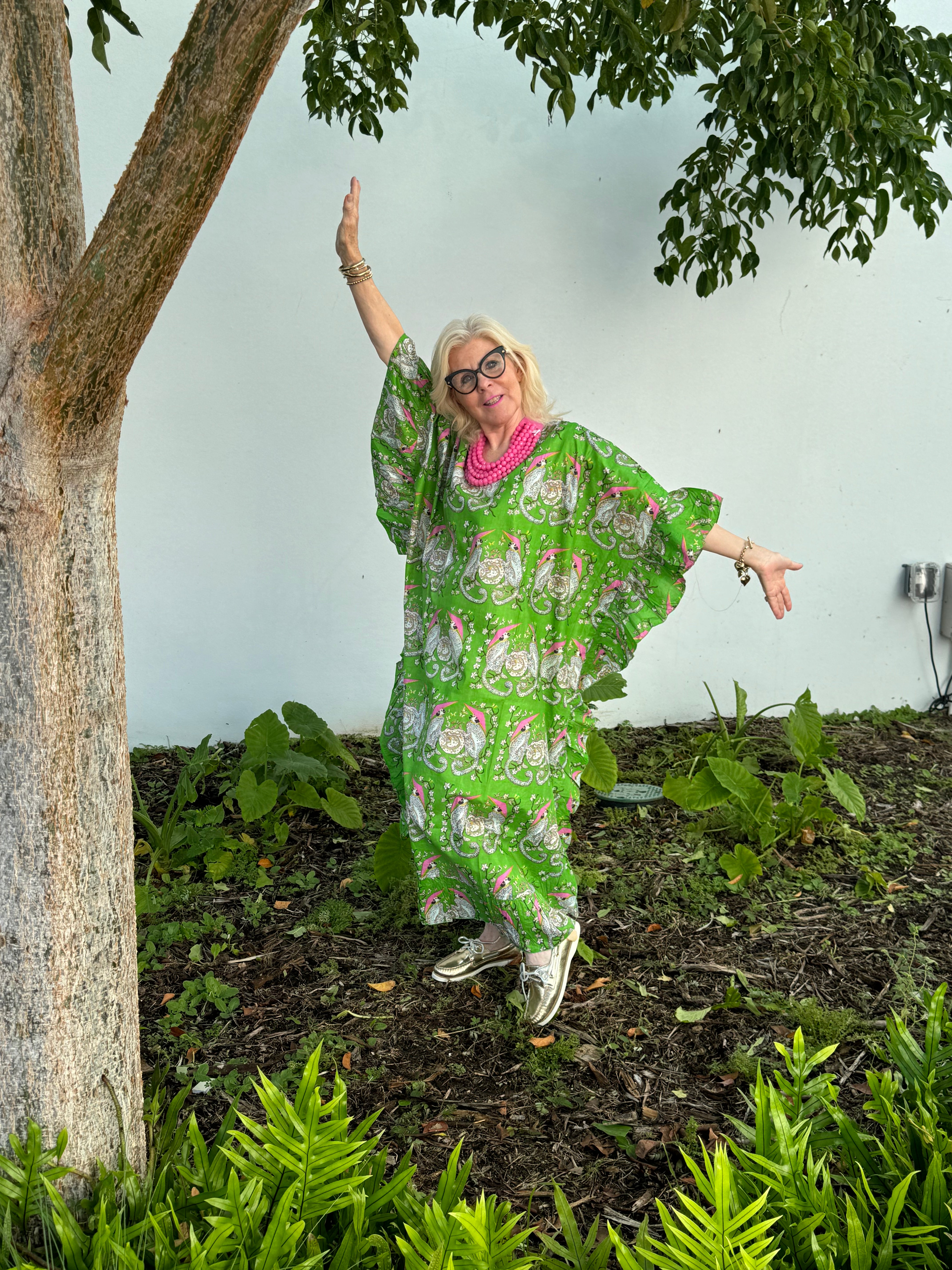 Ruffle Kaftan | Twin Monkeys | Green
