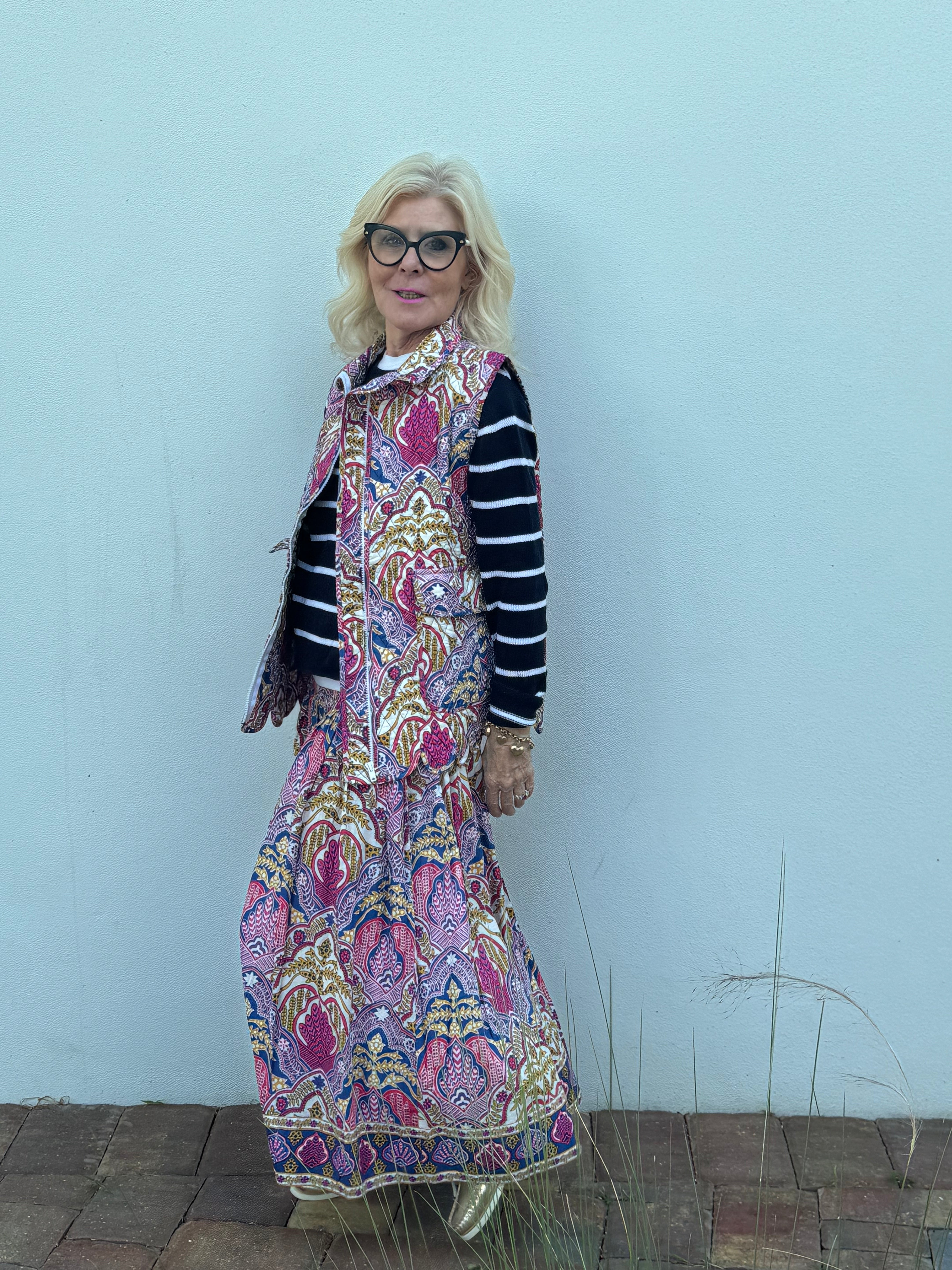 Scalloped Quilted Vest | Boho Medallion | Lavender