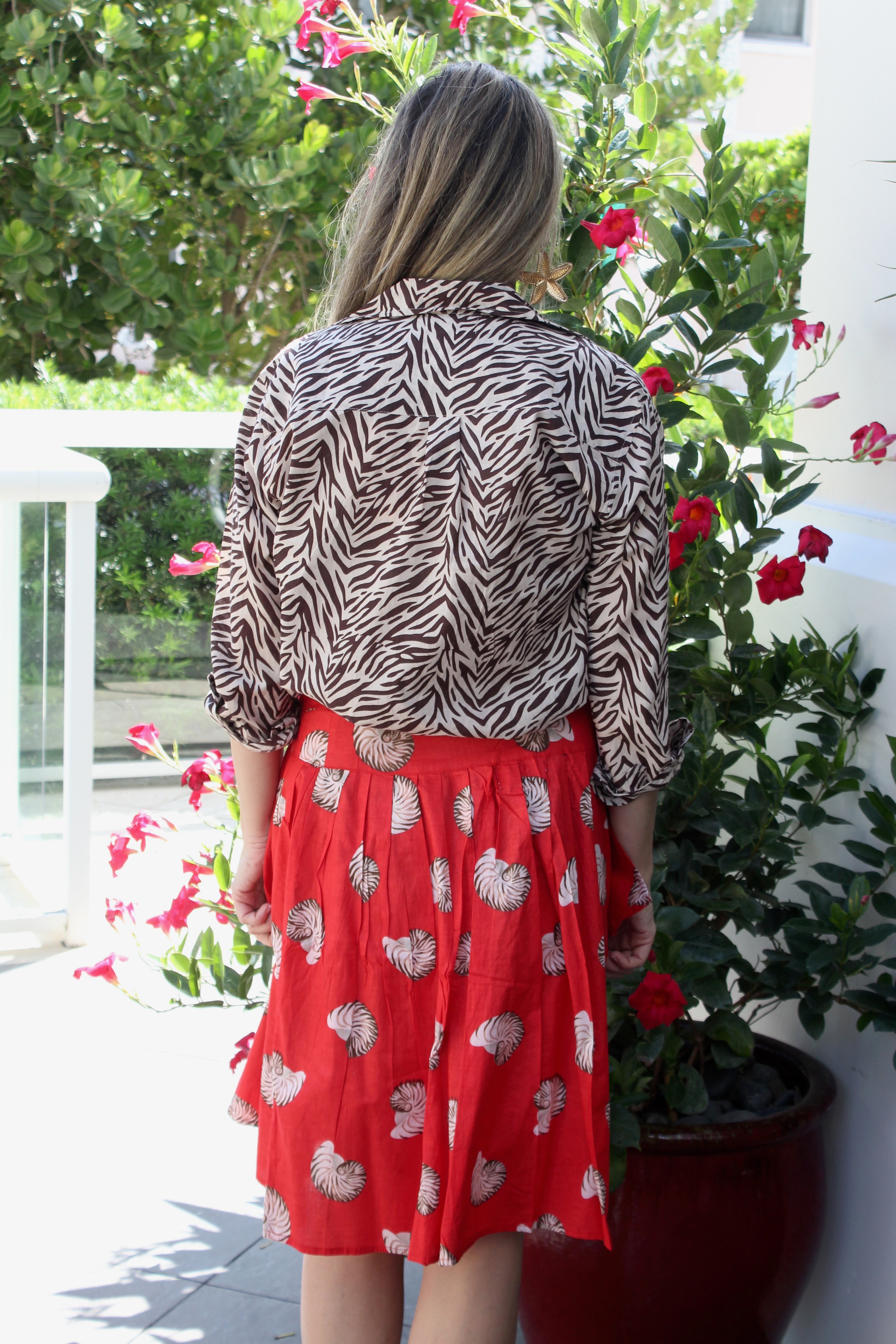 Wrap Skirt Short | Sea Shells | Red