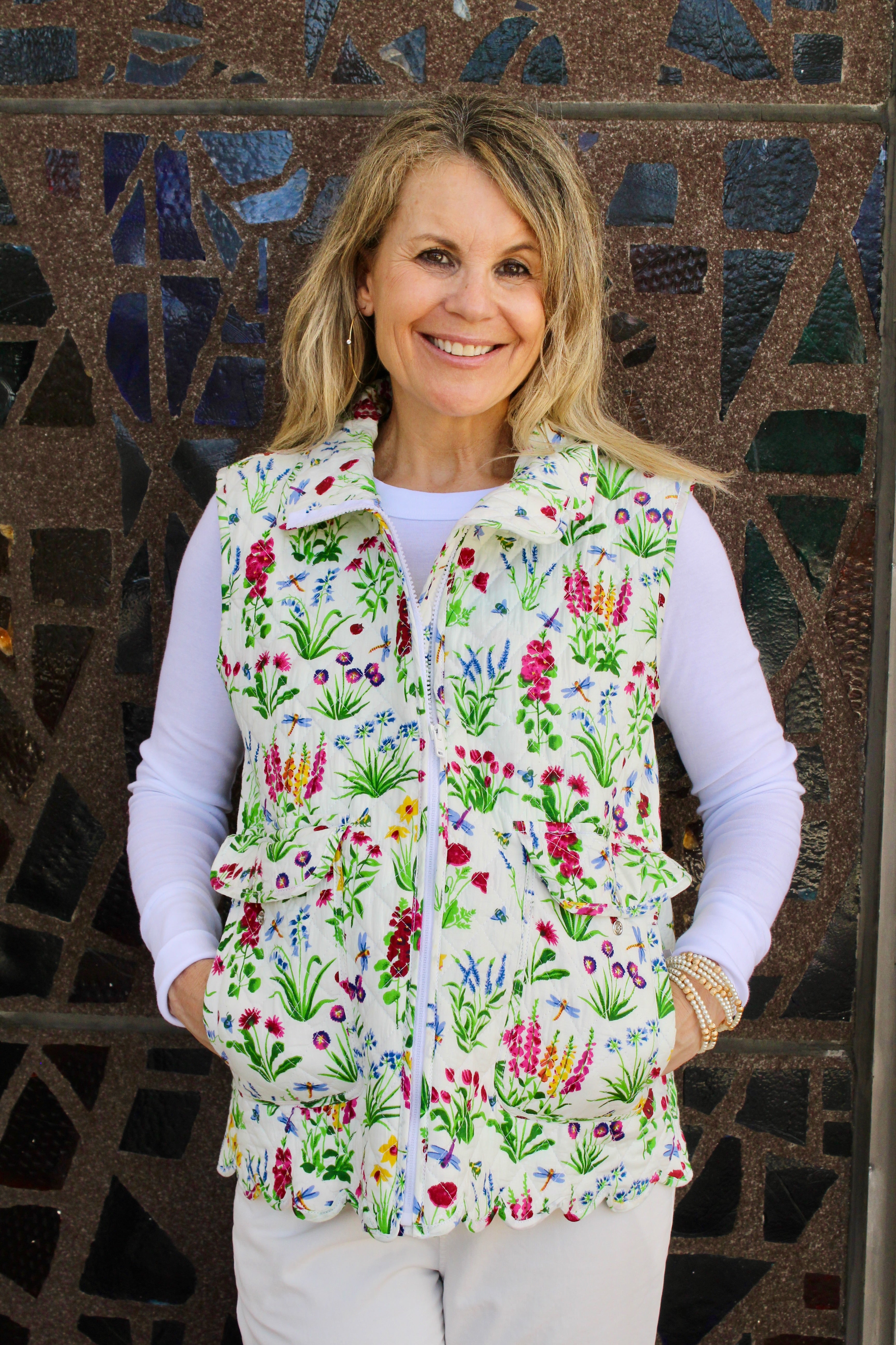 Quilted Scallop Vest | Wildflower | Multi