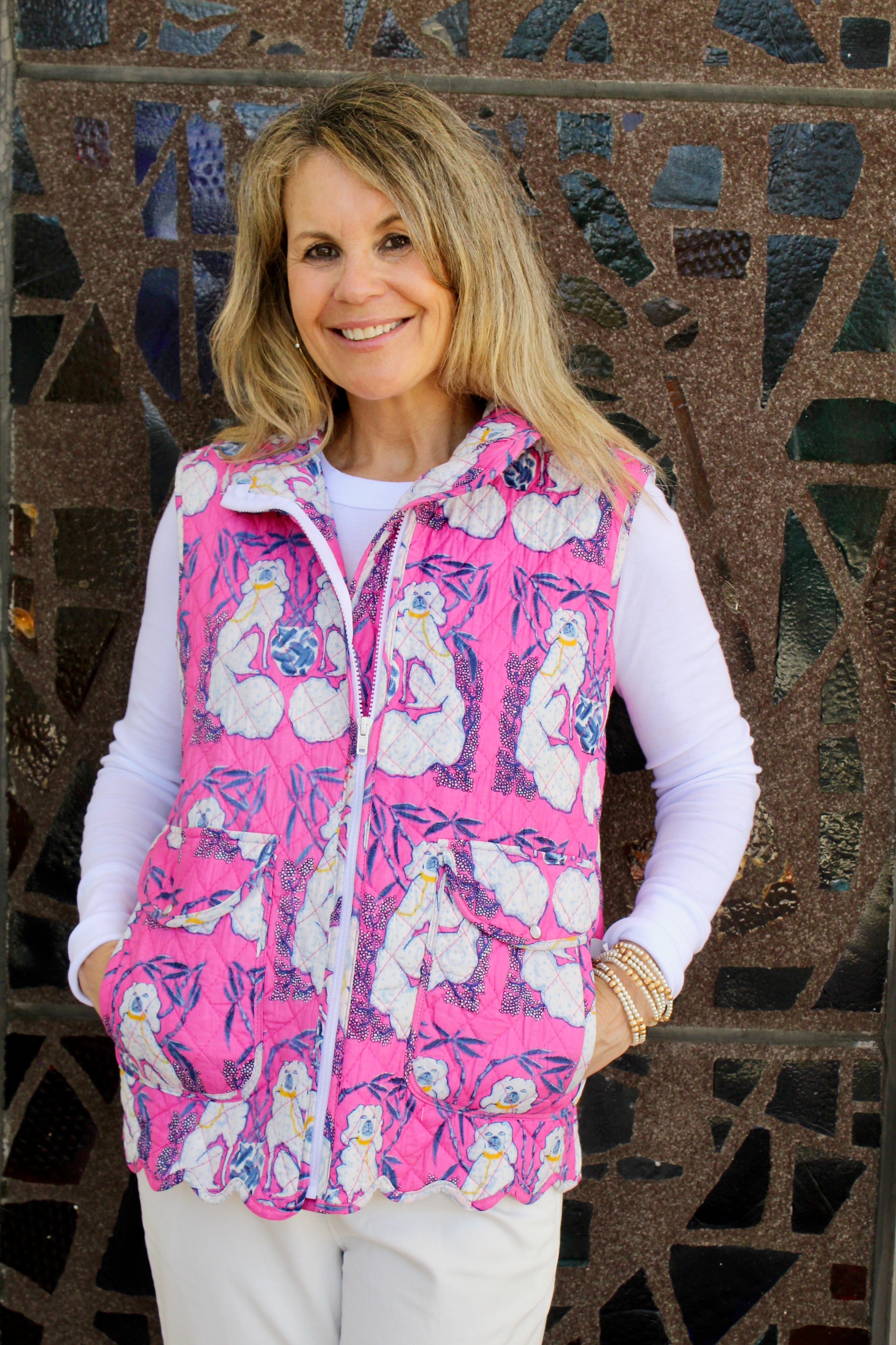 Quilted Scallop Vest | Staffie | Pink