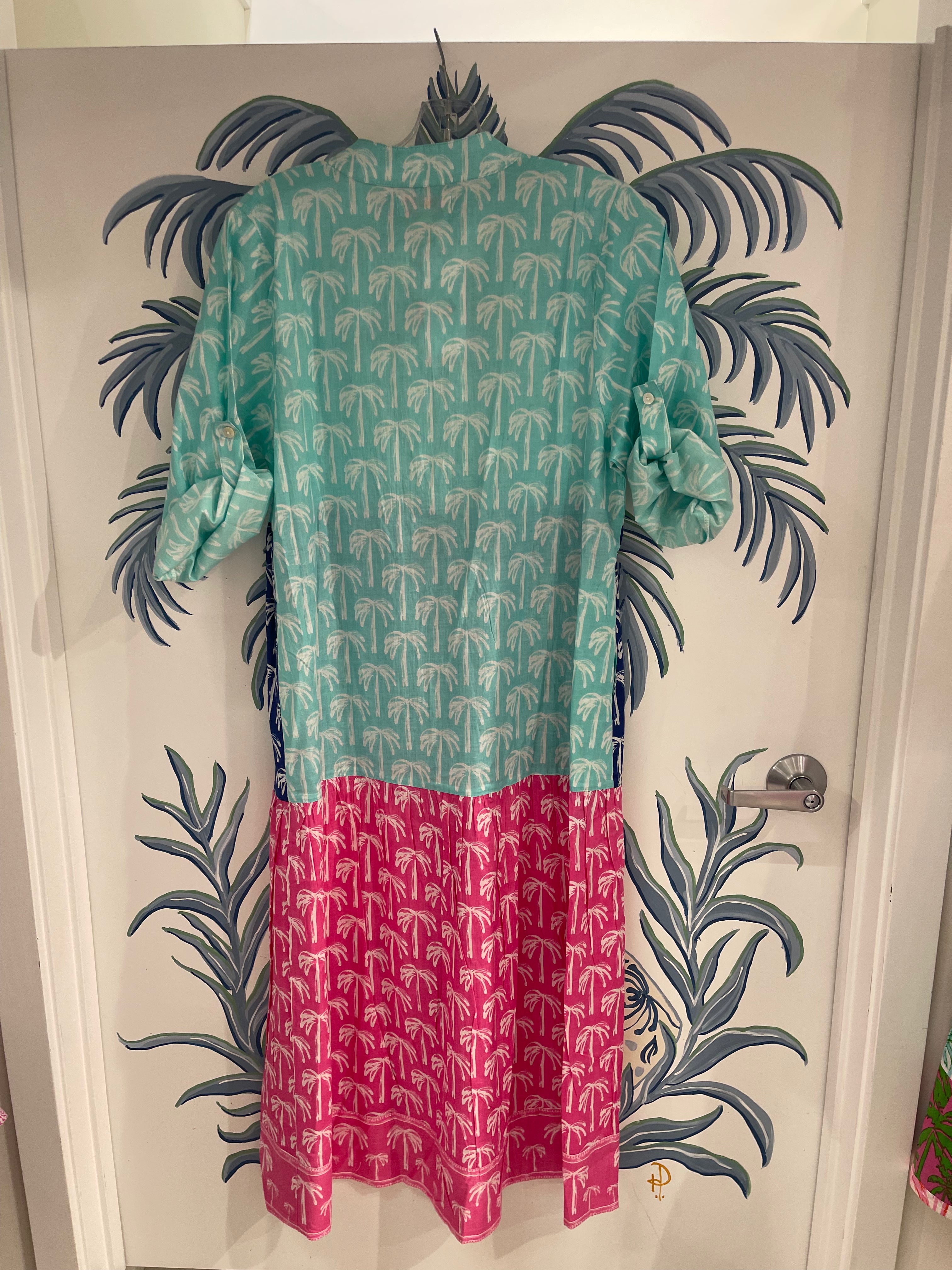 Clare Tiered Dress Long | Tropical Palms | Multi