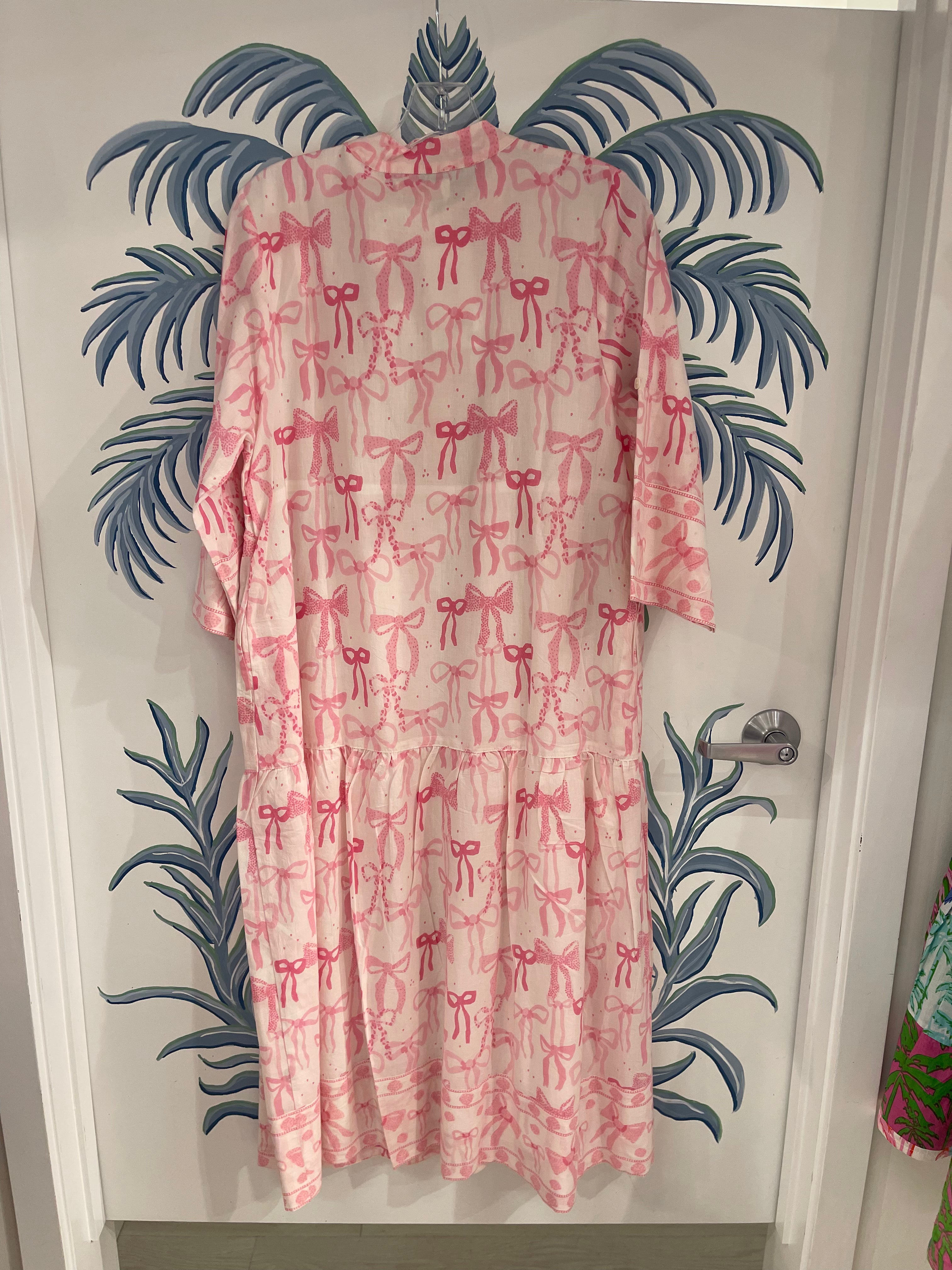 Clare Tiered Dress Long | Bows | Pink