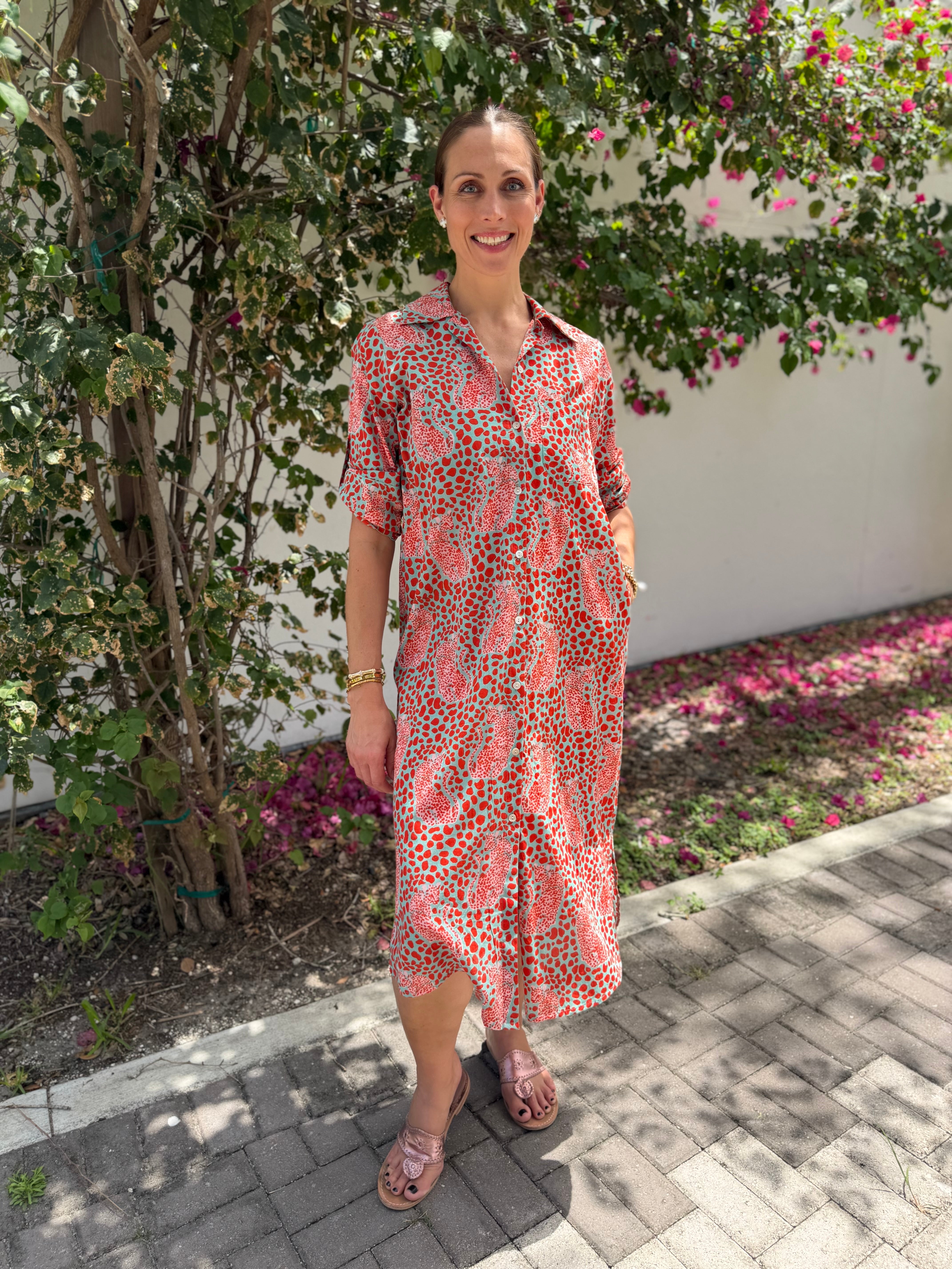 Vacay Dress | Dotty Leopard | Red/Aqua