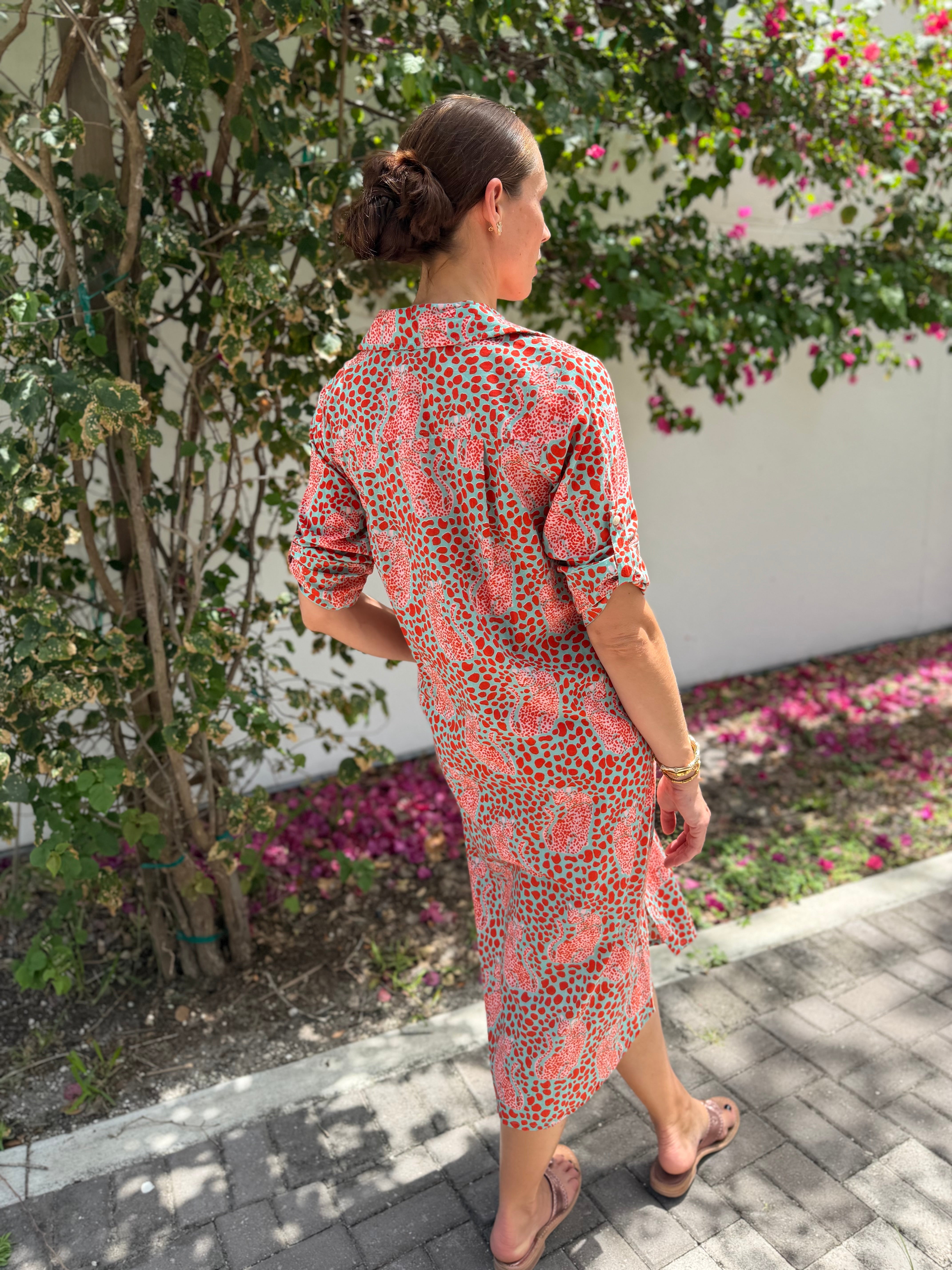 Vacay Dress | Dotty Leopard | Red/Aqua