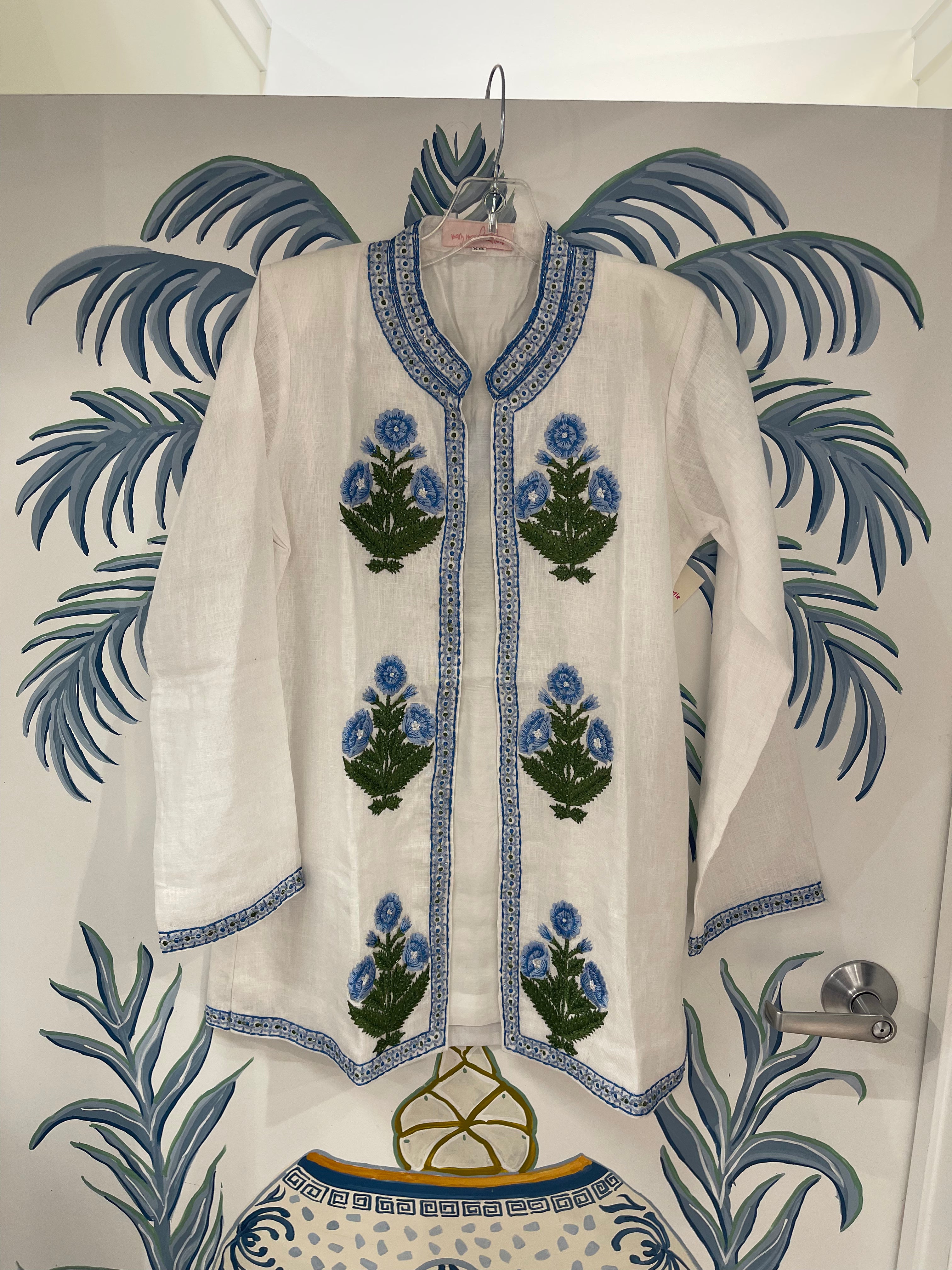 Beaded Linen Jacket | Floral