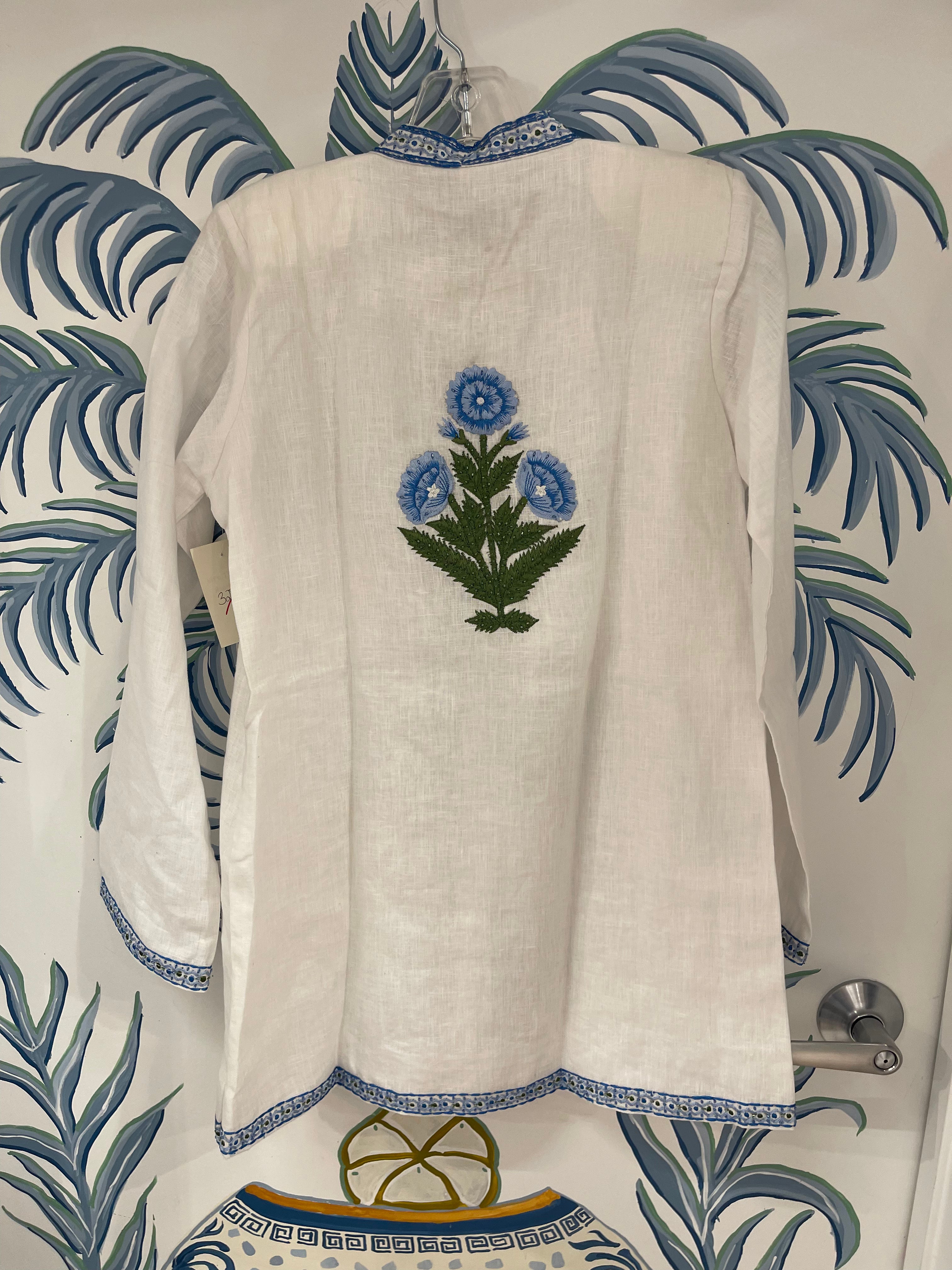 Beaded Linen Jacket | Floral