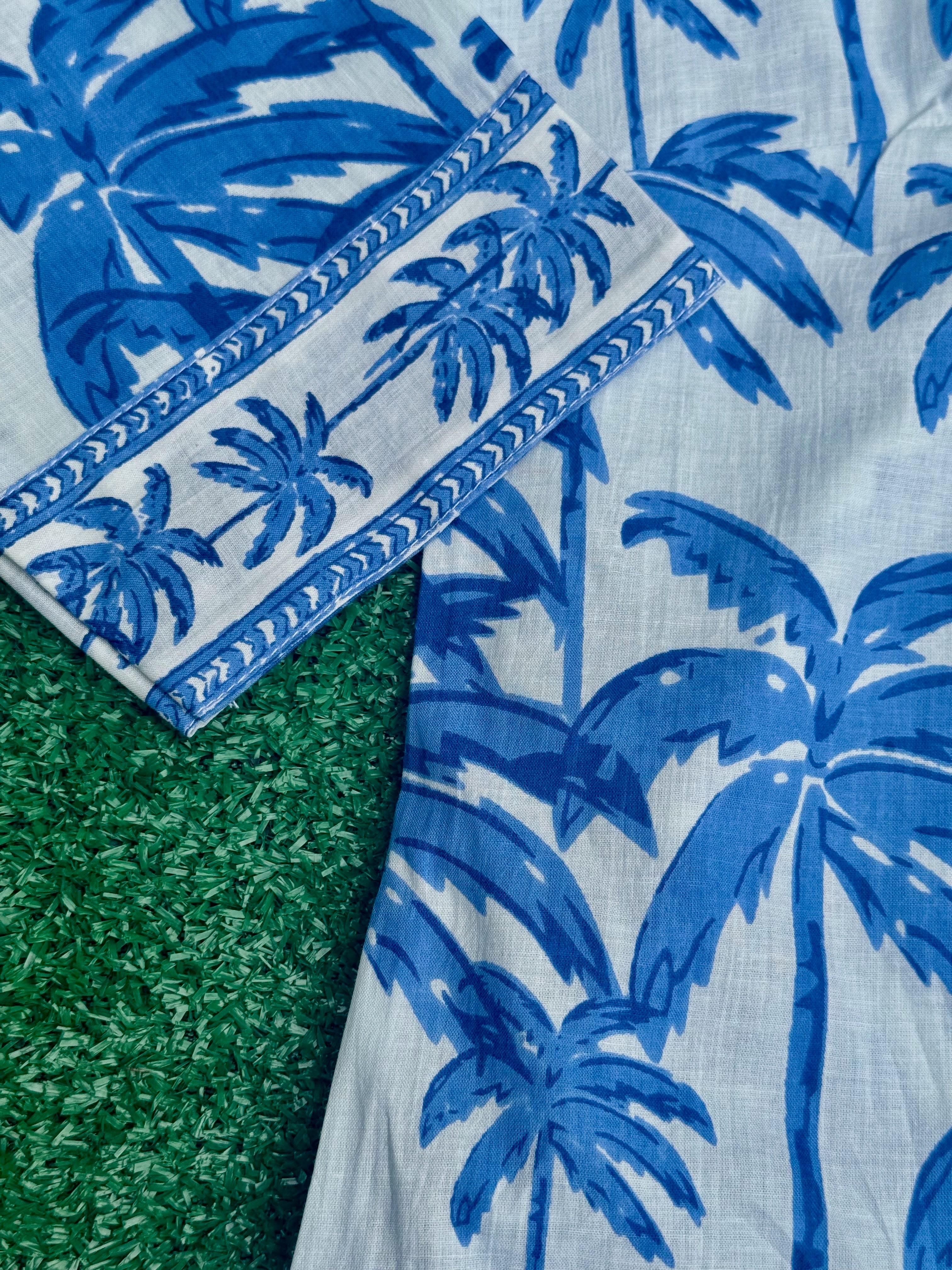 V-Neck Tunic | Tropical Palm | Periwinkle