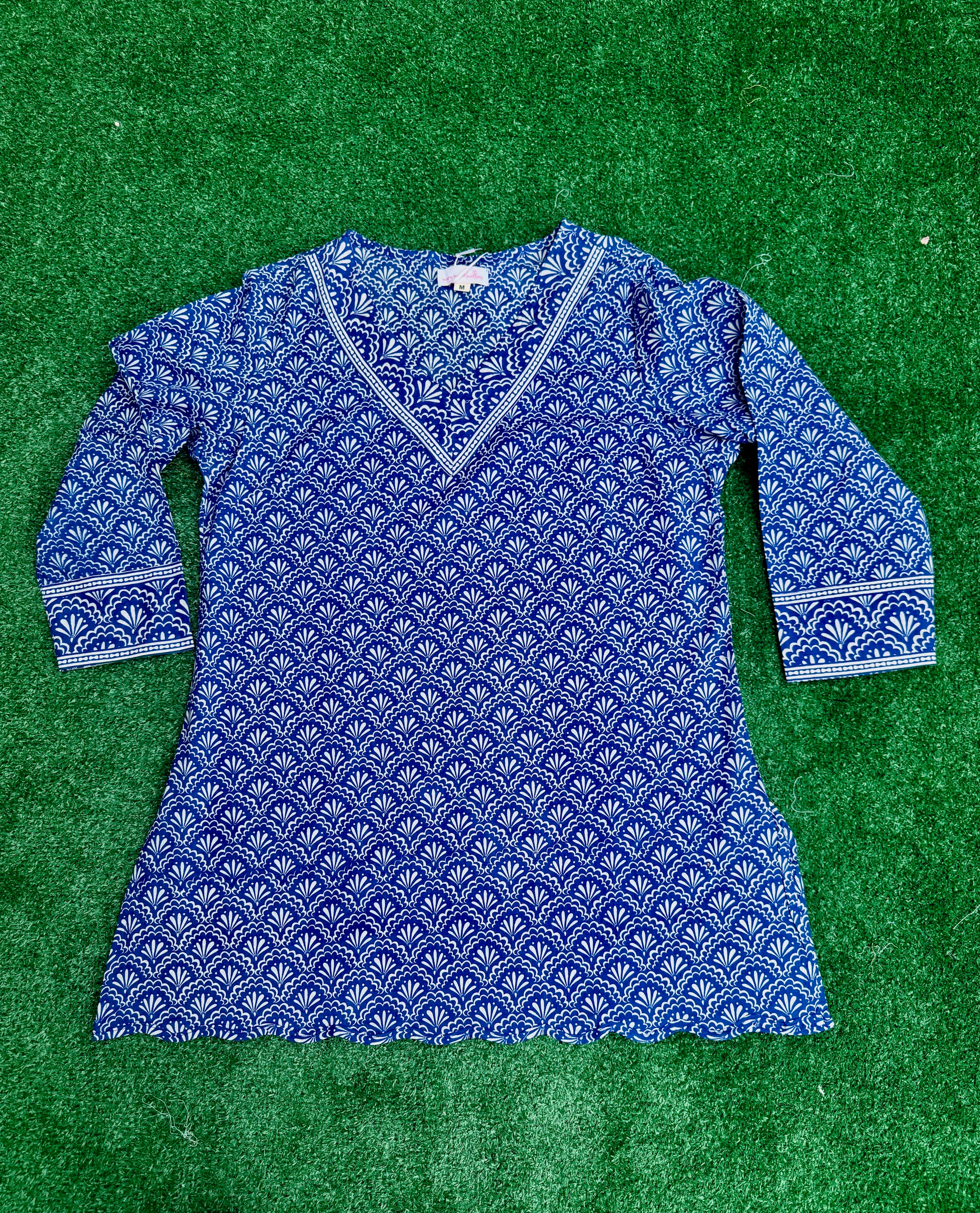 V-Neck Tunic | Seashells | Blue