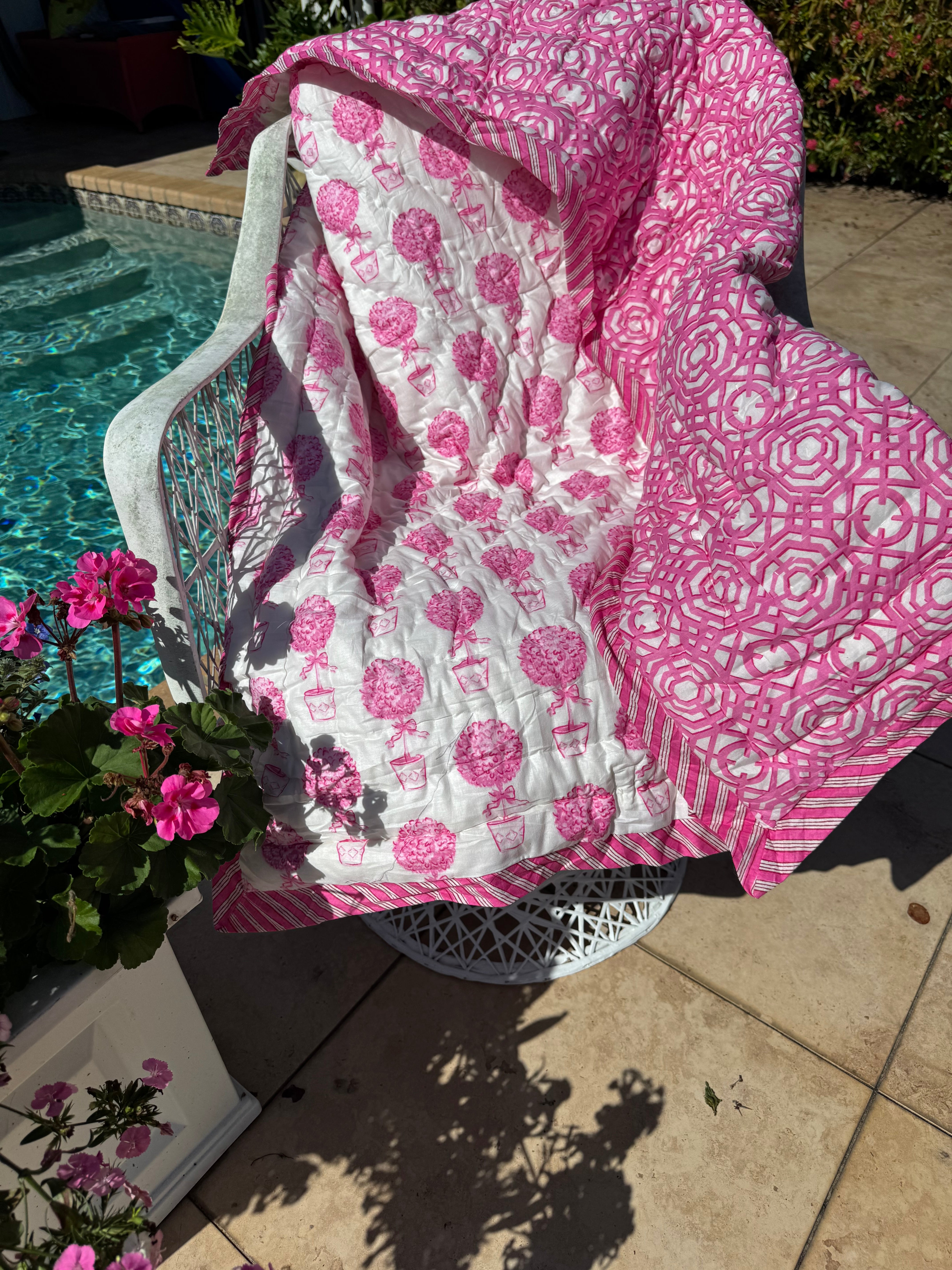 Throw/Baby Quilt | Topiary/Lattice | Various Colors