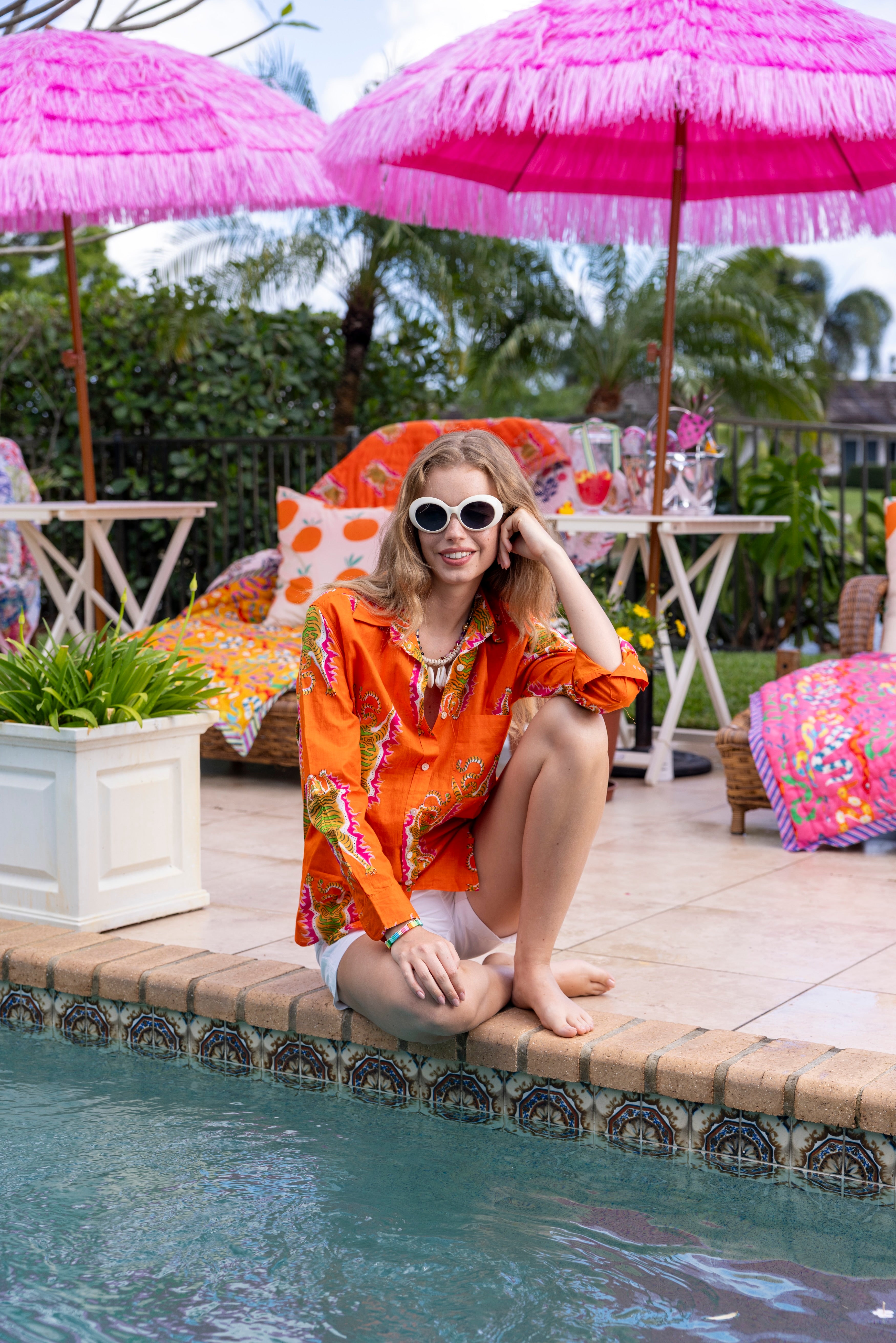 Boyfriend Shirt | Tibetan Tiger | Orange