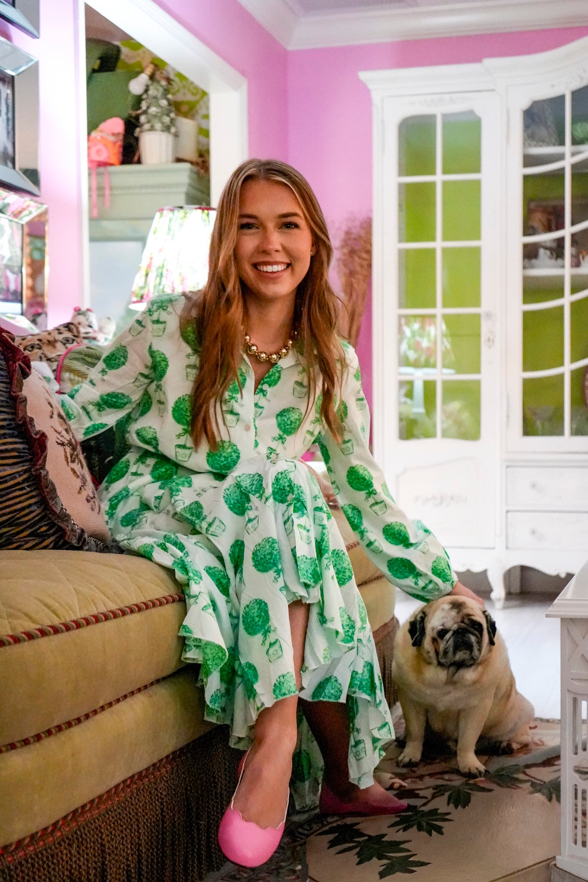 'Miss Ivy' Midi Dress | Green Topiary