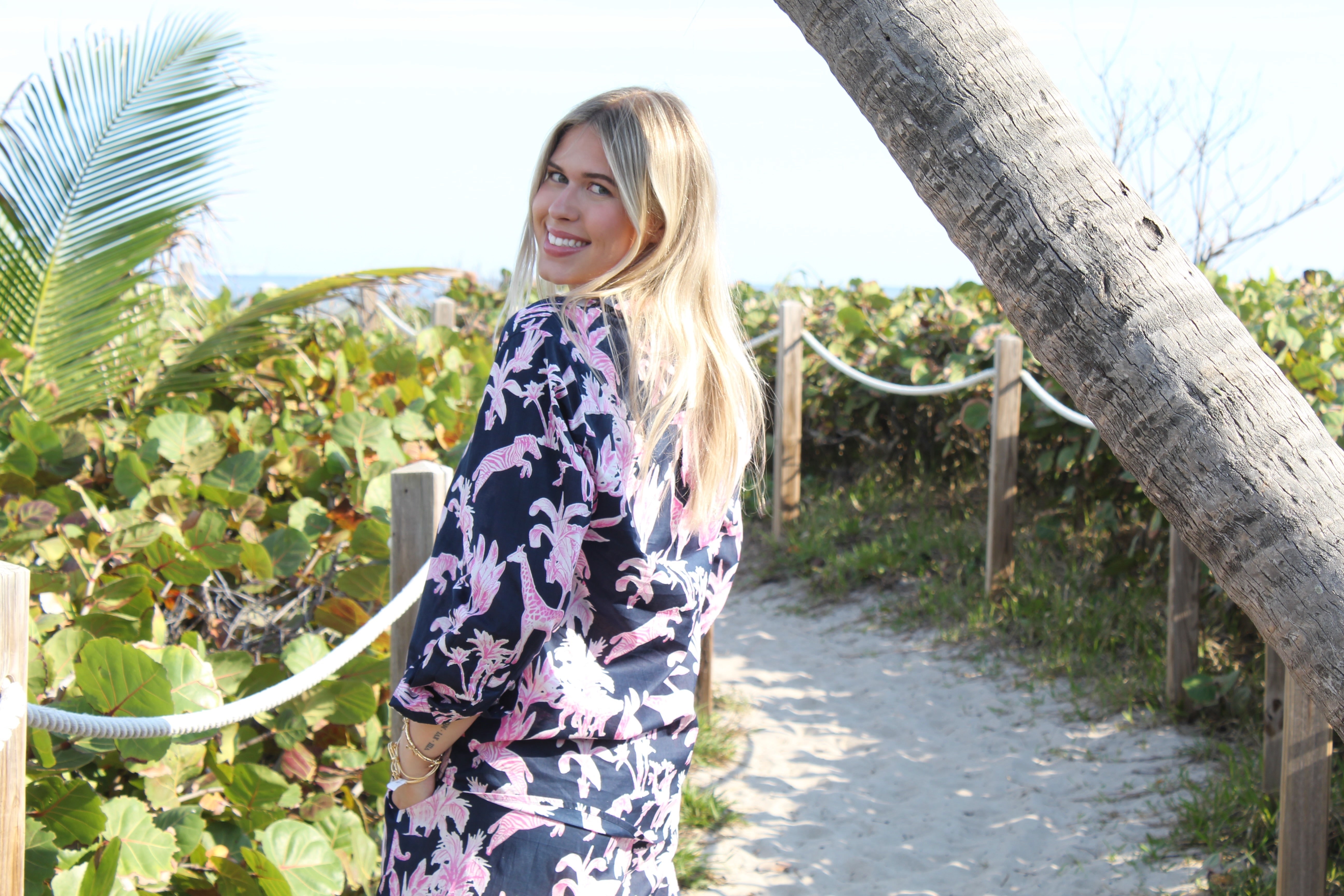Boyfriend Shirt | Jungle Toile | Navy/Pink image 1