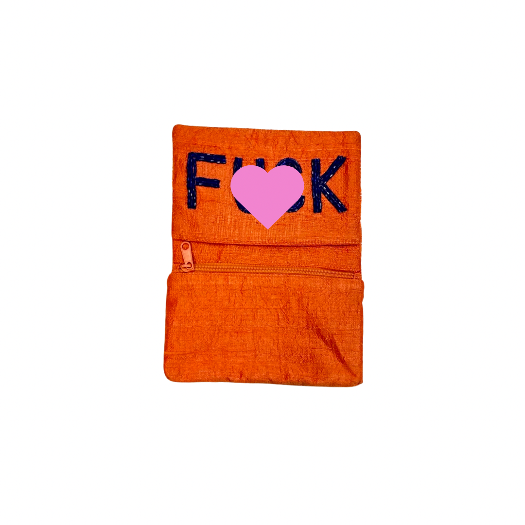 Beaded F**K Card Holder | Assorted Sizes | Orange/Blue image 0
