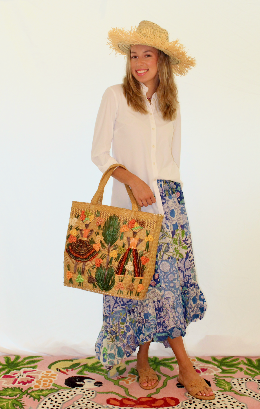 High Low Skirt | Patchwork | Blue image 0