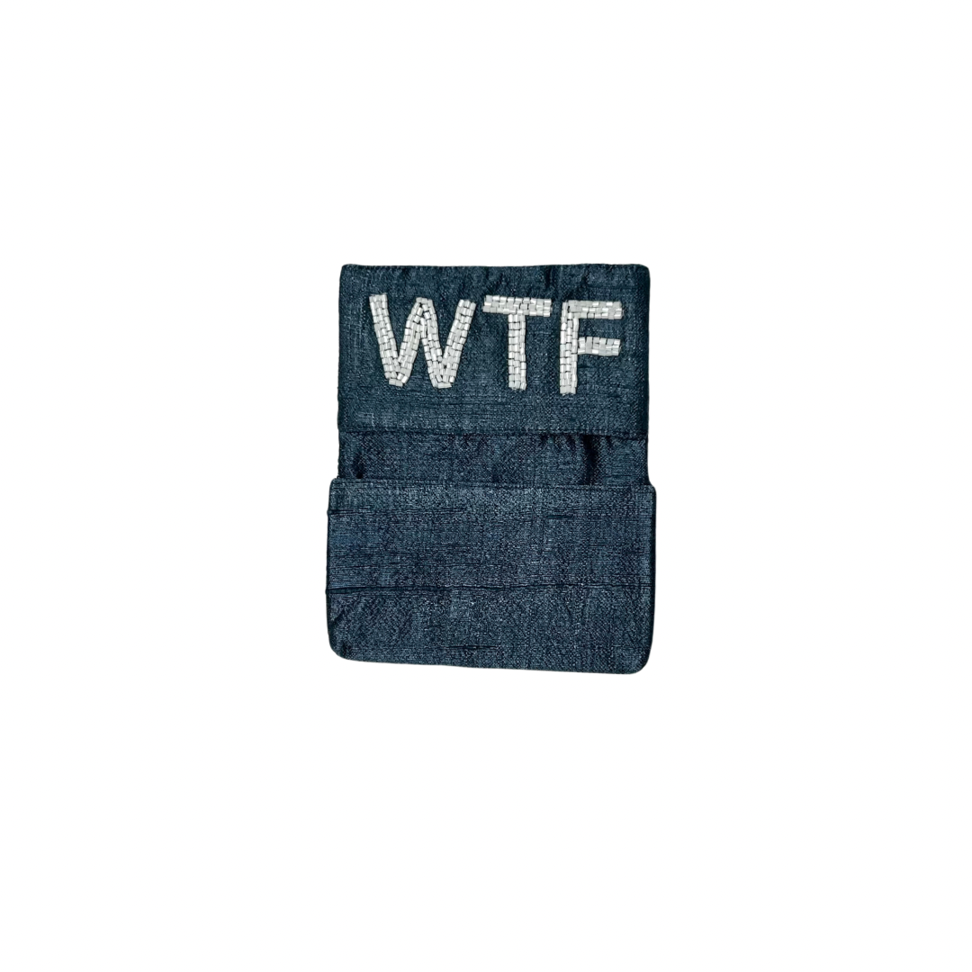 Beaded WTF Card Holder | Assorted Sizes | Navy/White image 1
