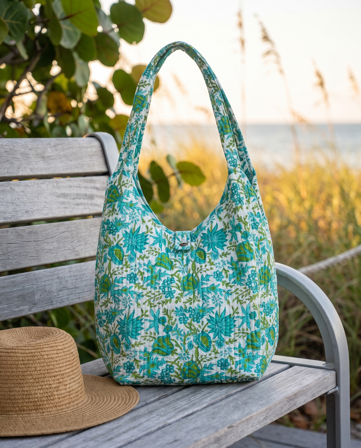 Coco Tote | Meadow Print | Aqua