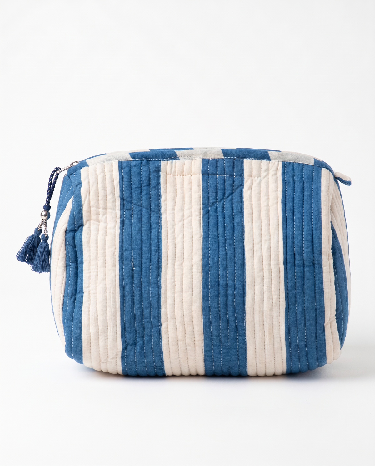 Quilted Cosmetic Bags | Cabana Stripes | Blue