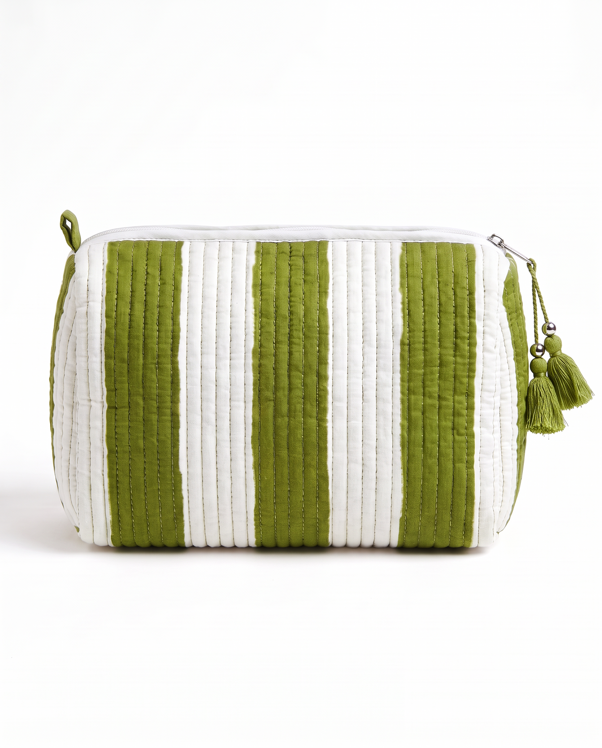 Quilted Cosmetic Bags | Cabana Stripes | Green