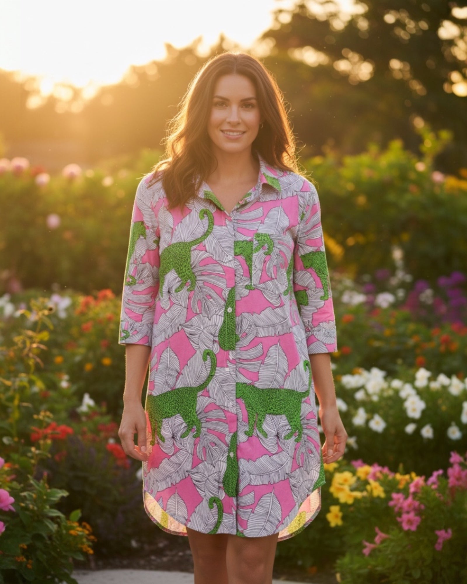 Boyfriend Dress | Jungle Leopard | Pink/Green