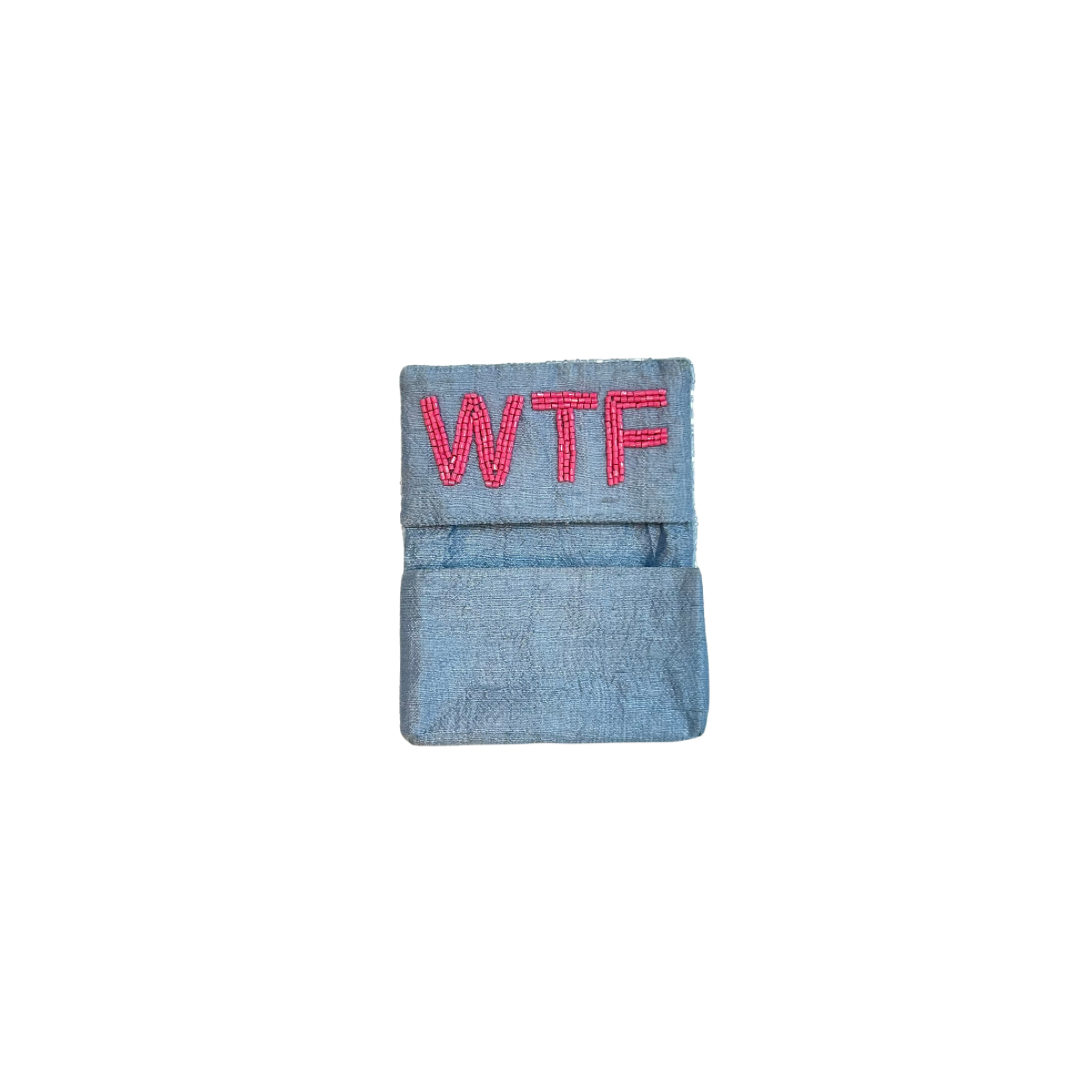 Beaded WTF Card Holder | Assorted Sizes | Periwinkle/Pink image 1