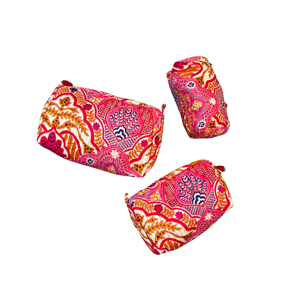 Quilted Cosmetic Bags | Boho Medallion | Pink image 0