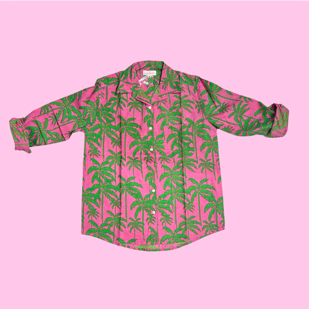 Boyfriend Shirt | Paradise Palm | Pink/Green image 0