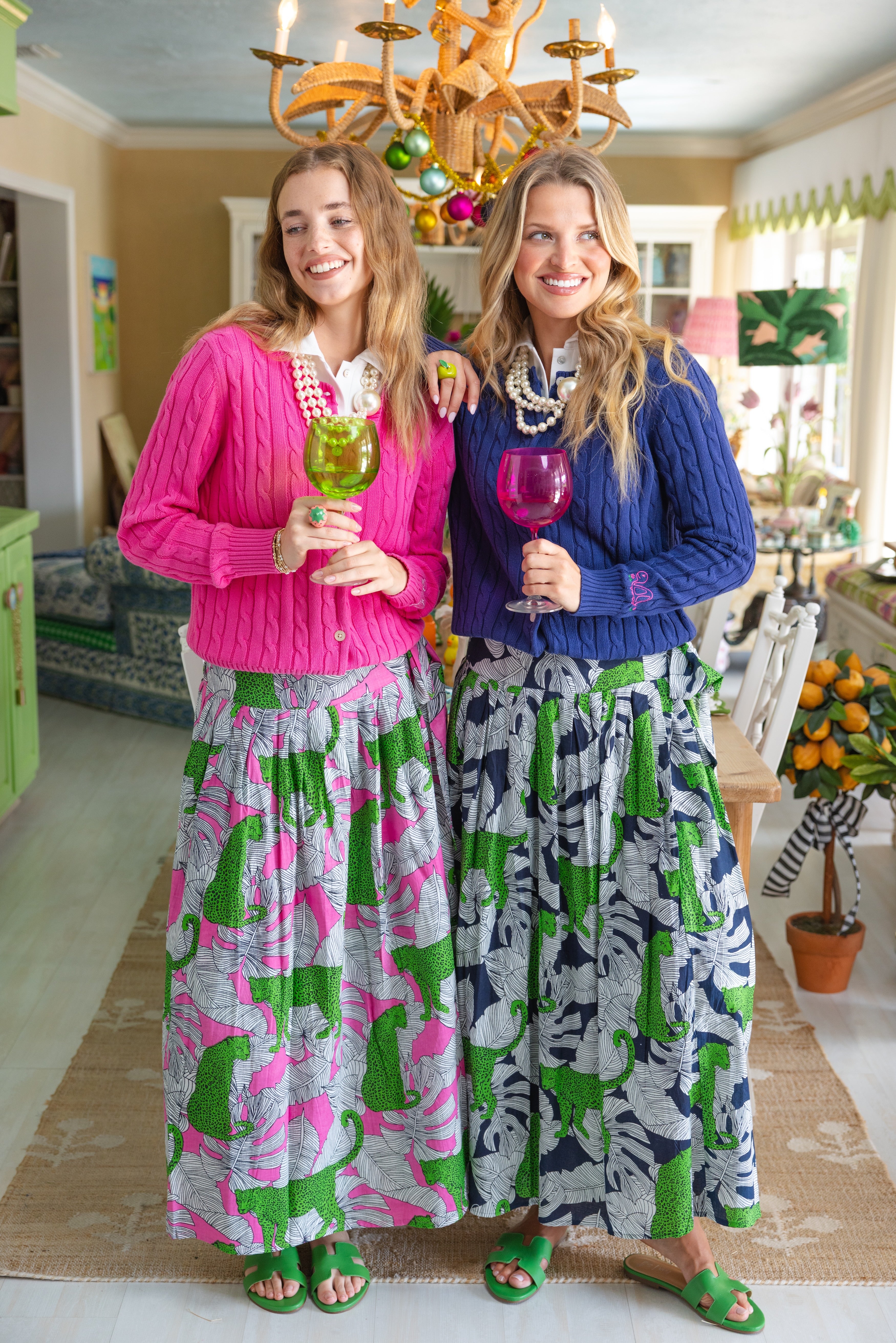 Wrap Skirt Long | Jungle Jag | Green/Navy