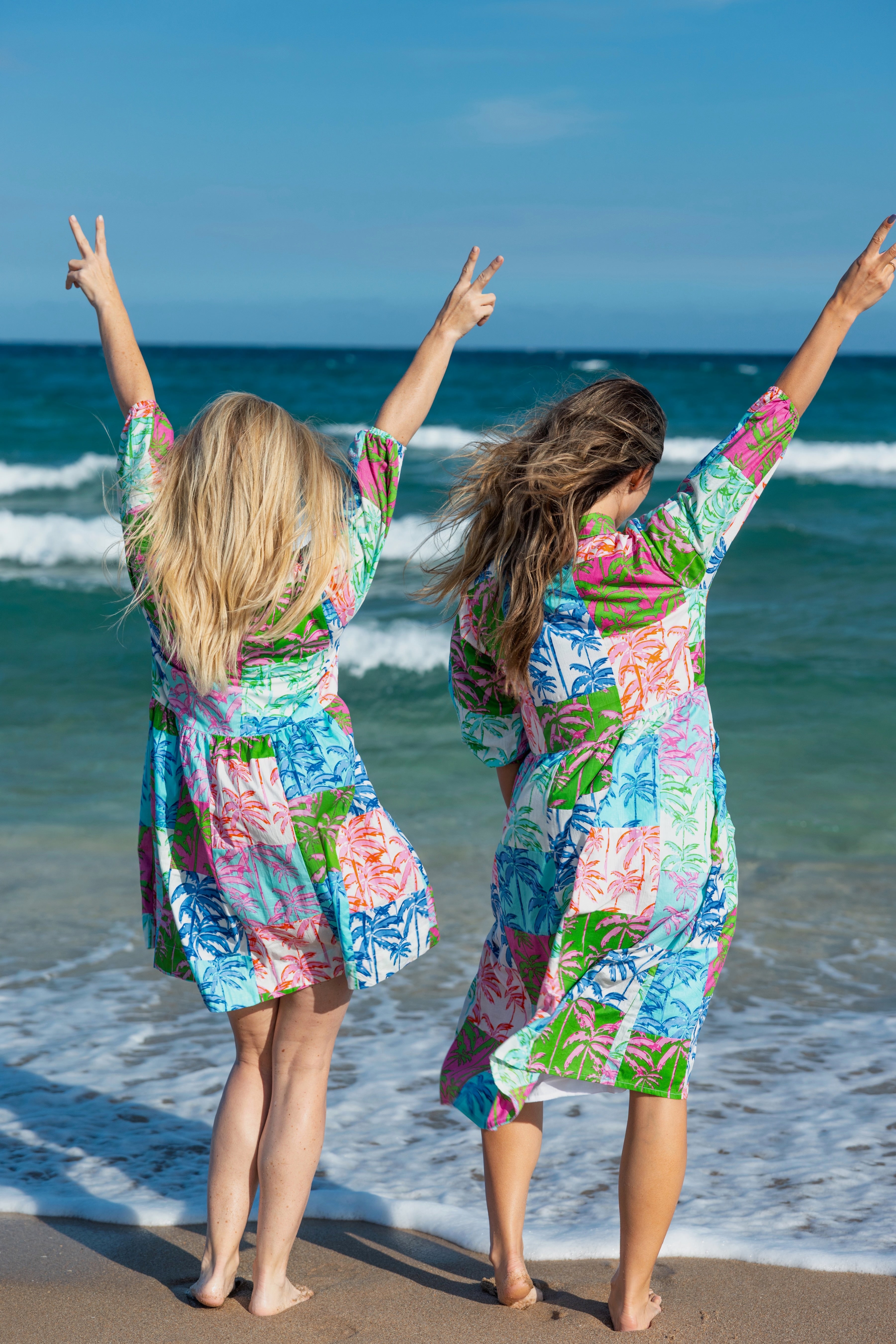 Frannie Dress Long | Paradise Palm Patchwork | Multi