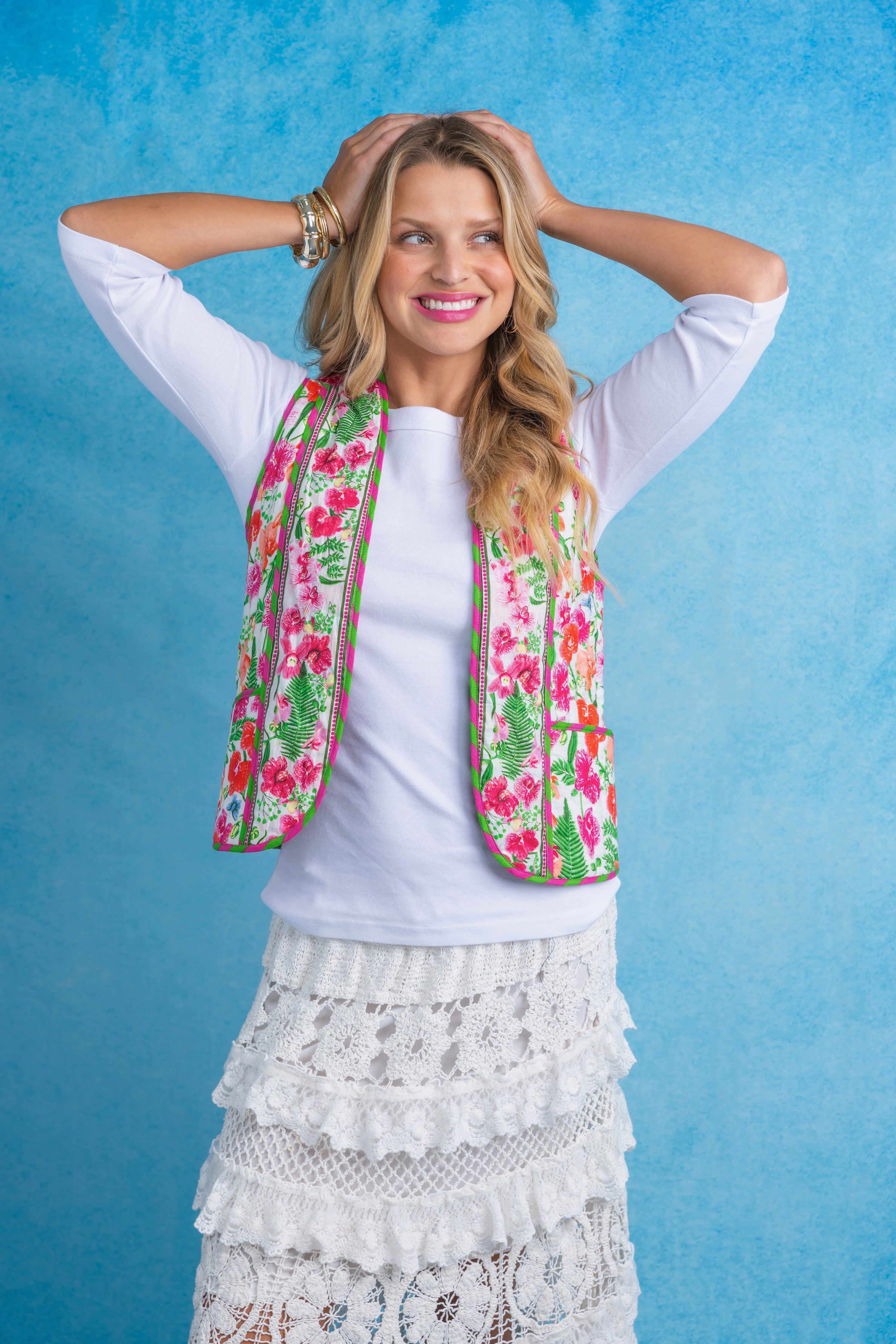 Quilted Vest w/ Pockets | Orchid | Multi – Mary Marshmallow