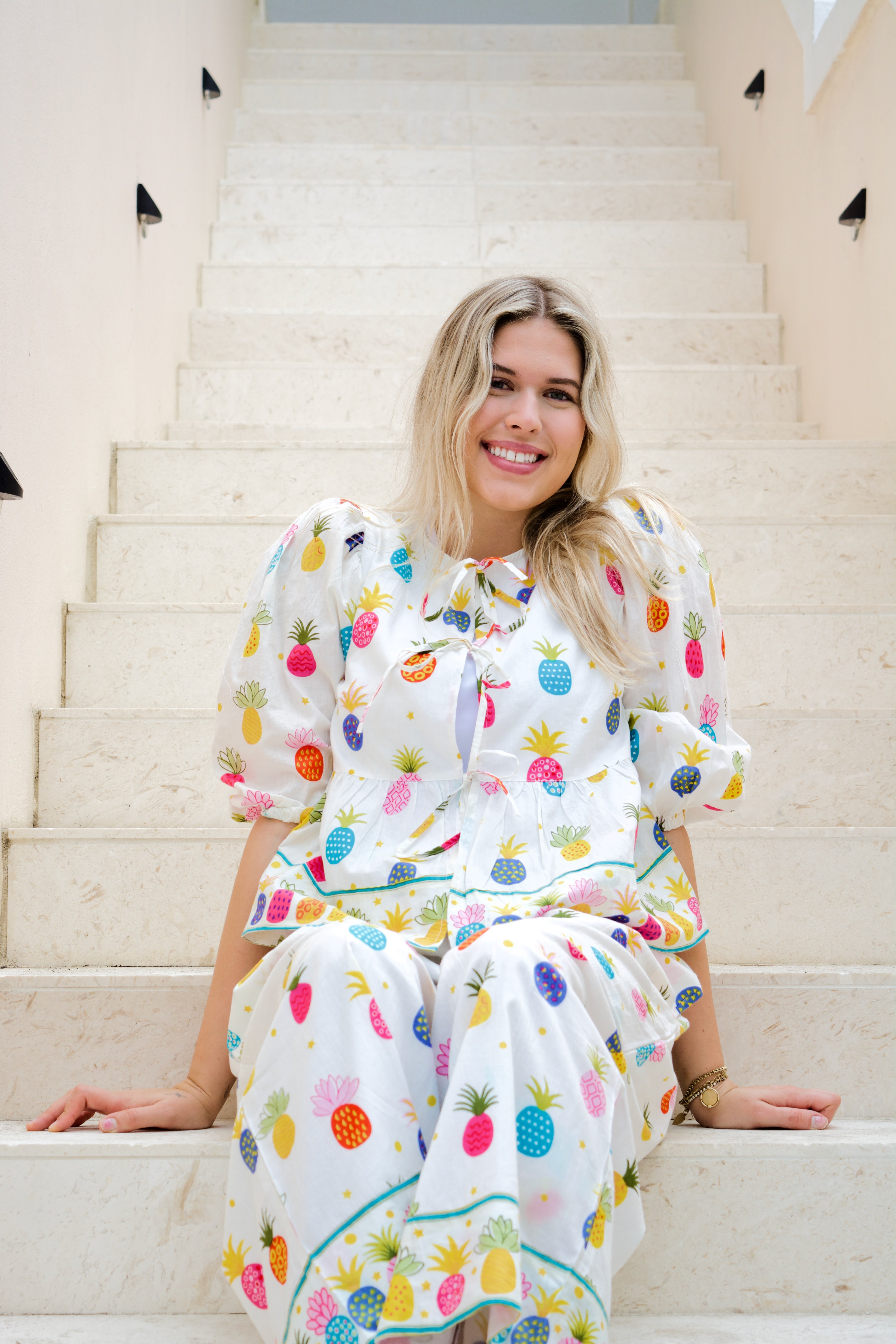 Ruffle Tie Top | Happy Pineapple | Multi image 1