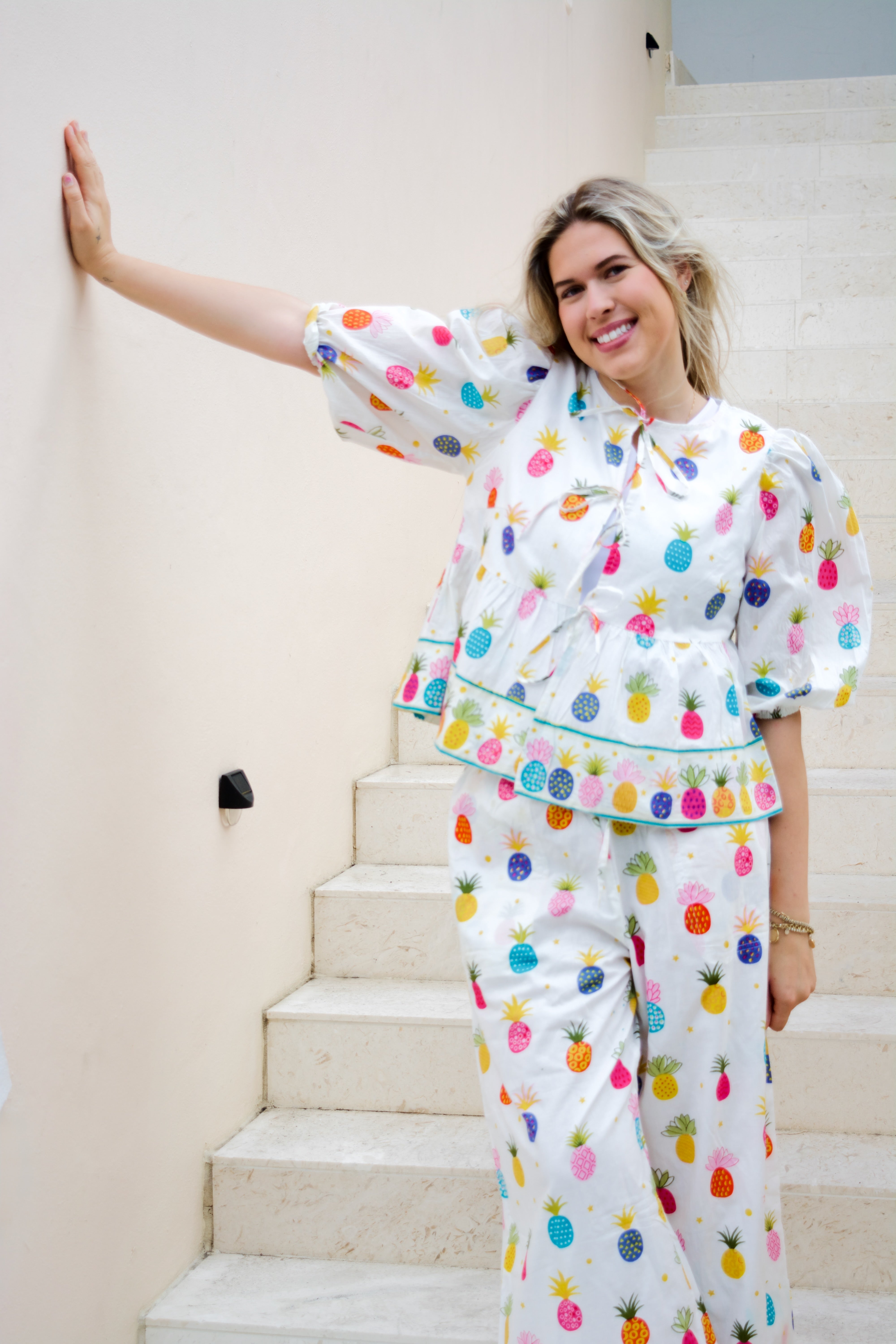 Ruffle Tie Top | Happy Pineapple | Multi image 0