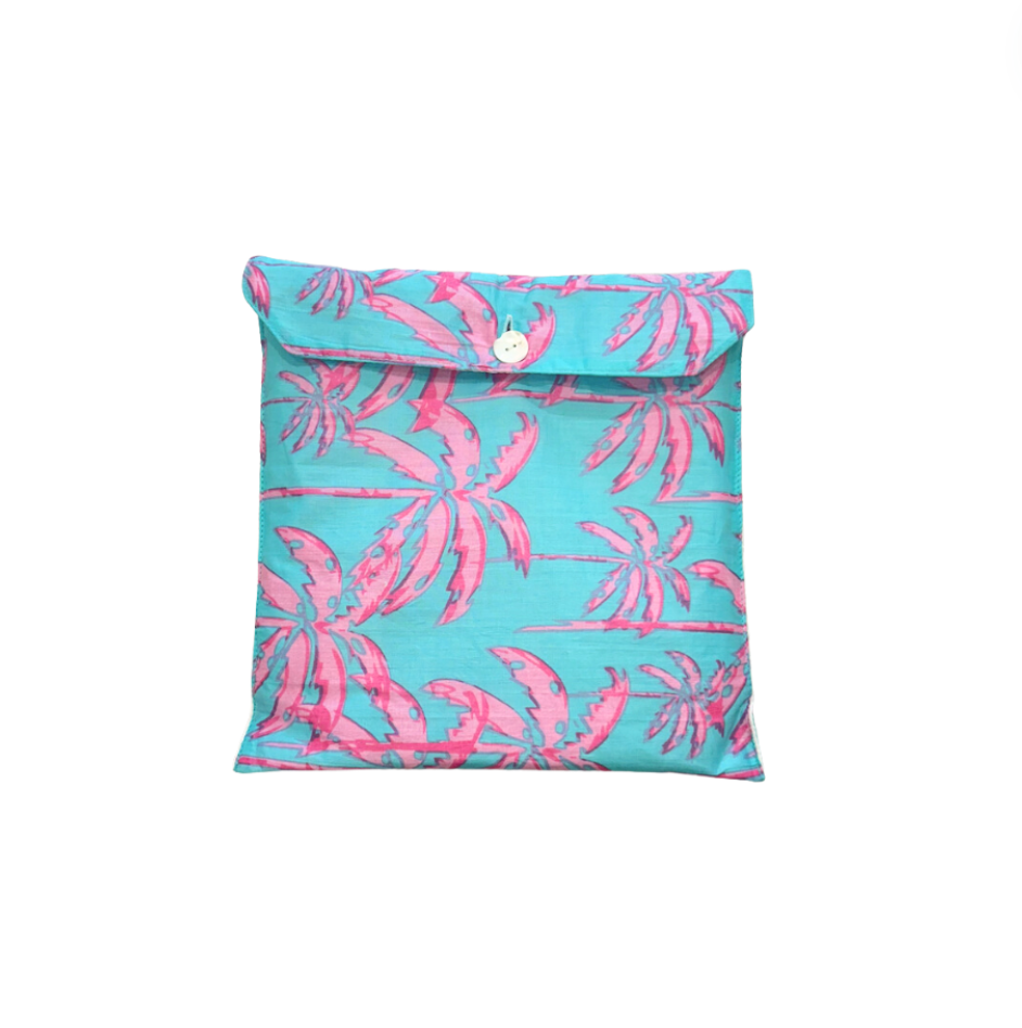 Long Kimono with Belt | Paradise Palm | Pink/Aqua image 0