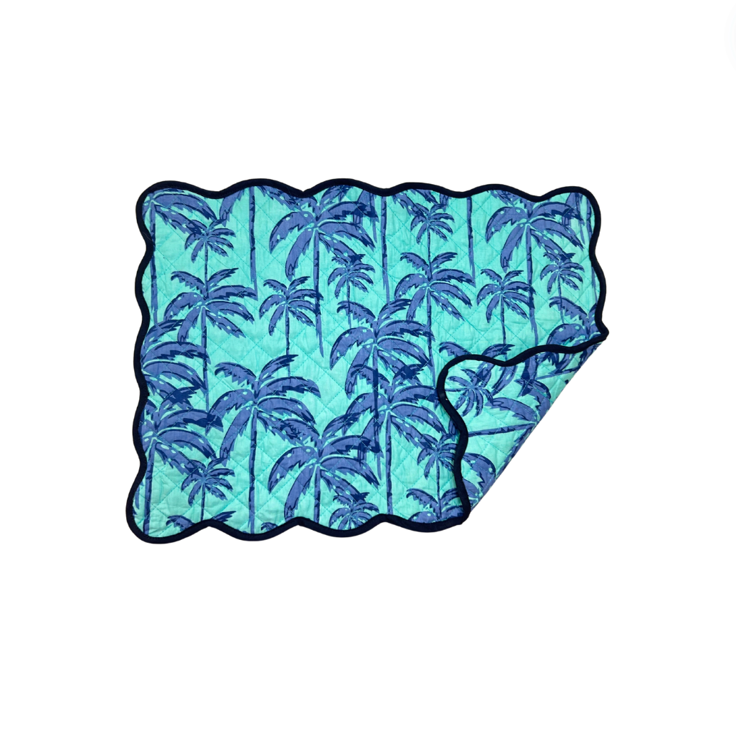 Quilted Placemat | Paradise Palm | Blue/Aqua image 1