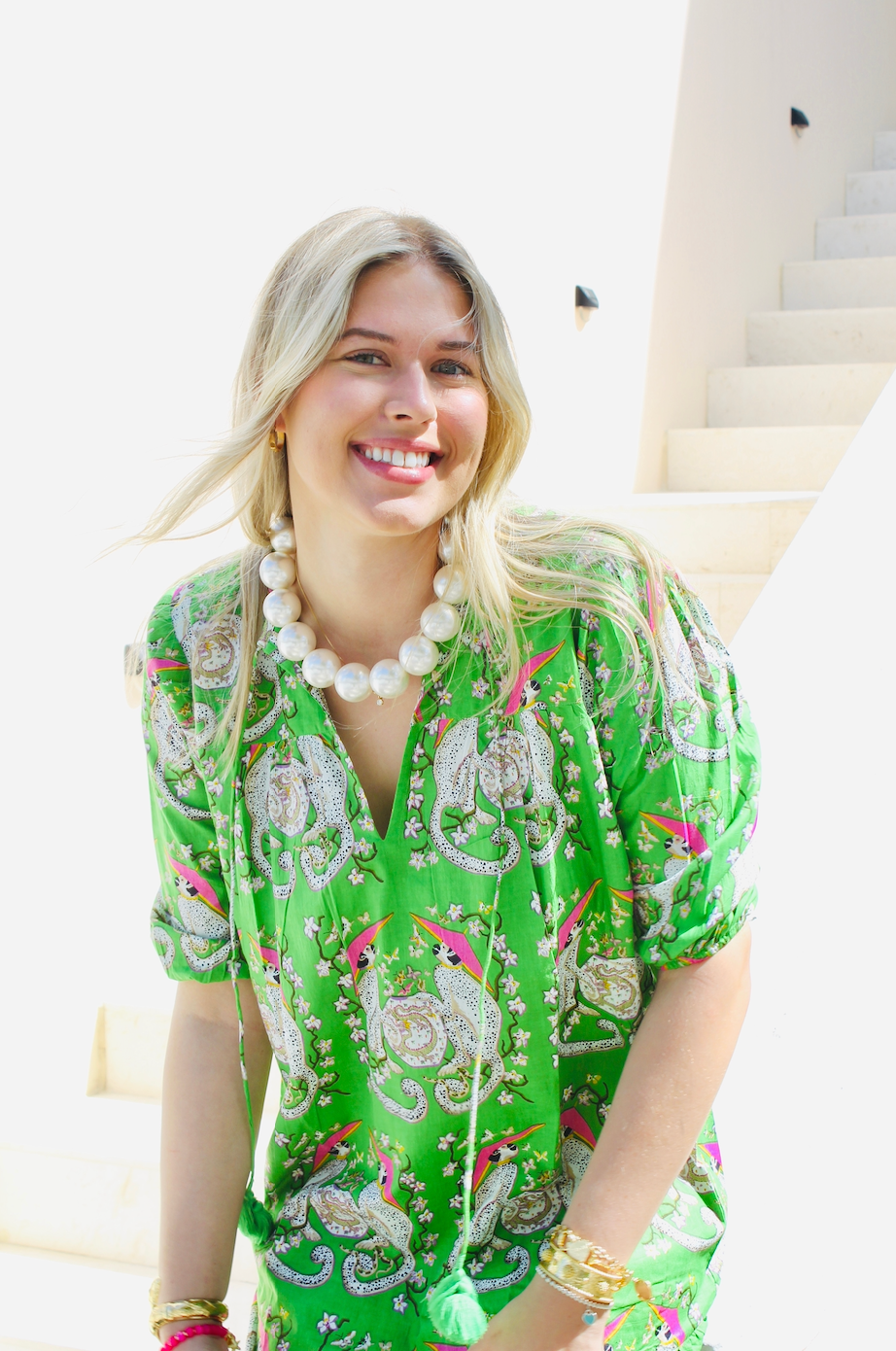 Evie Dress | Monkeys | Green image 1