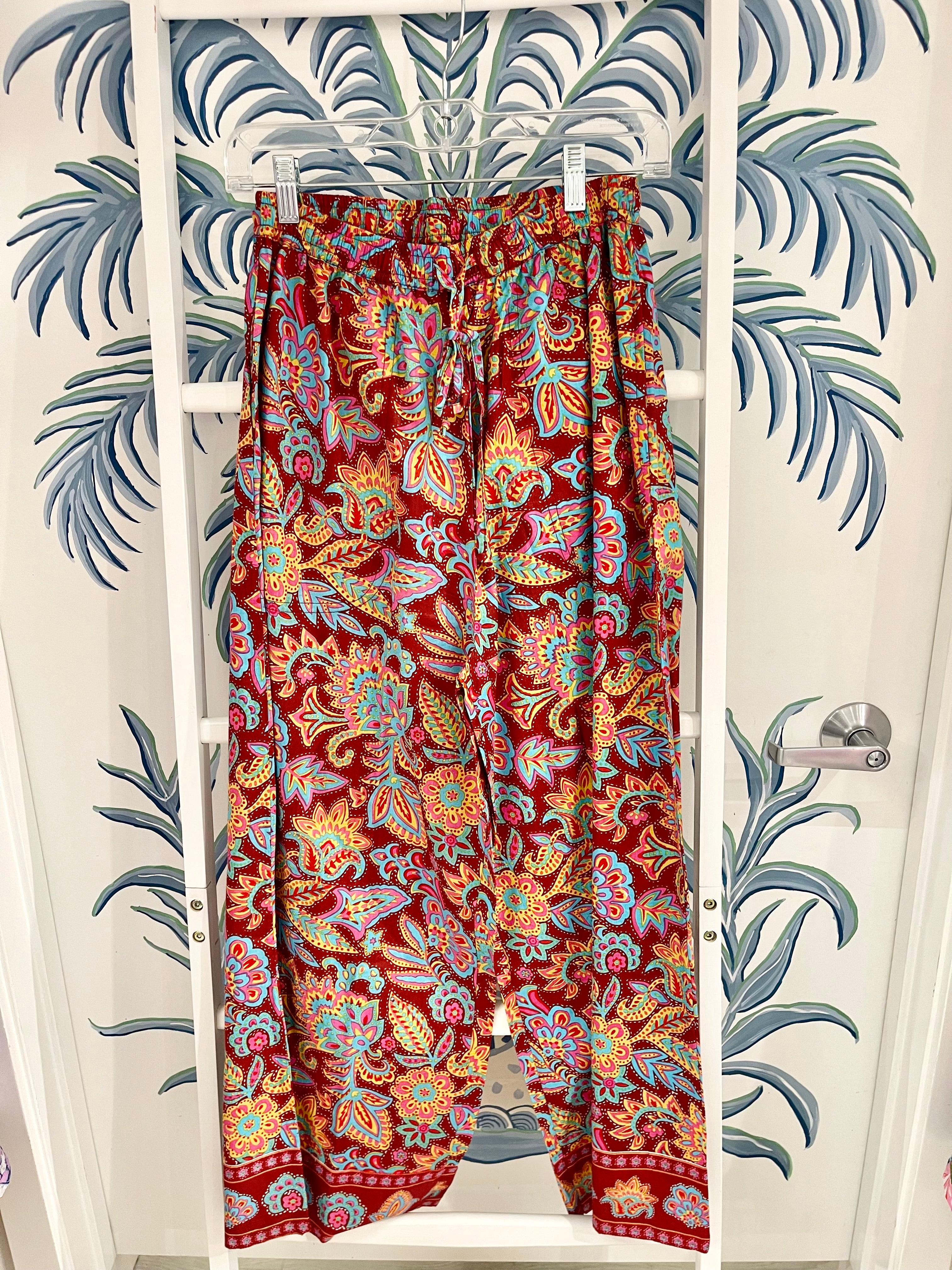 Delray Pant | Floral | Maroon image 0