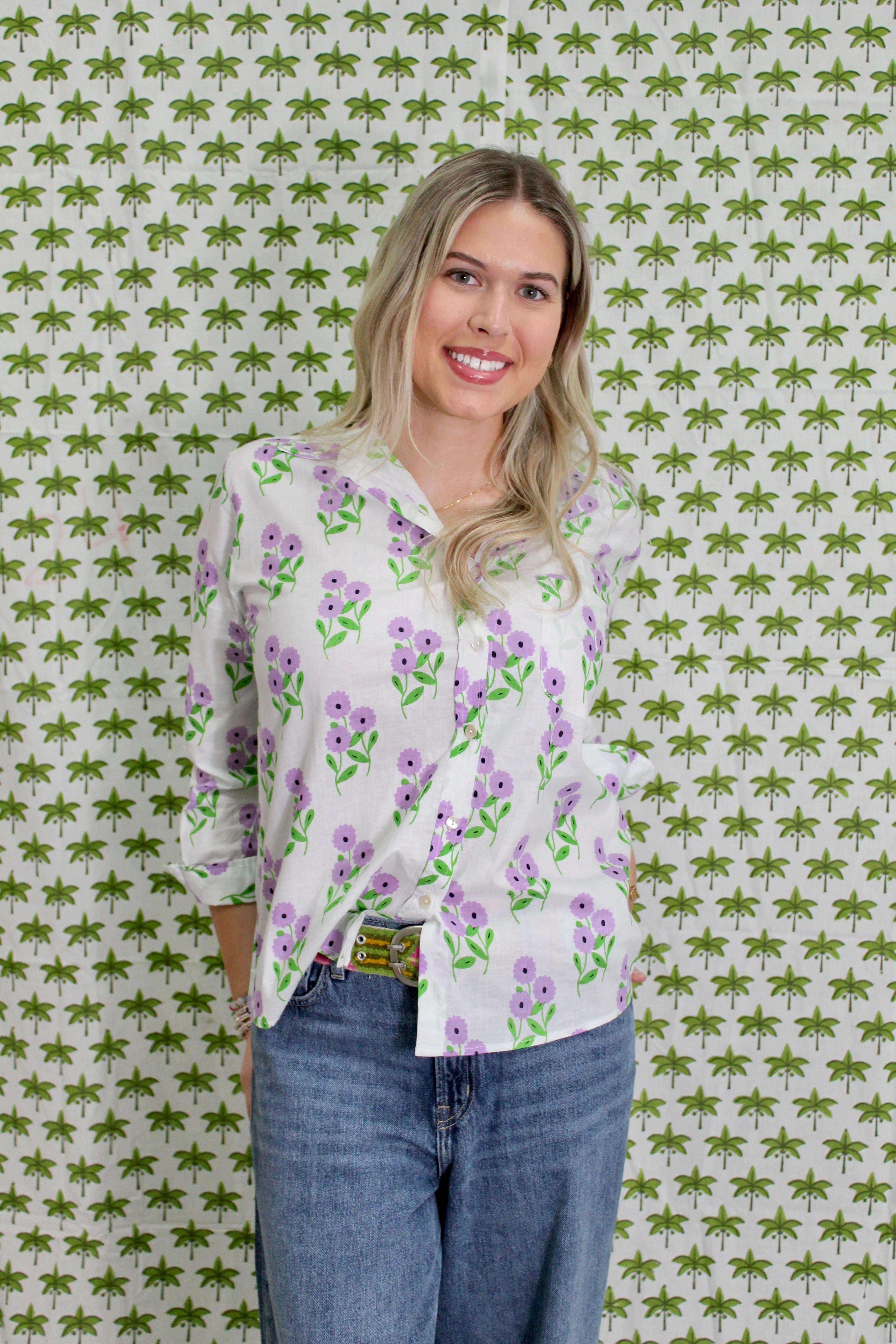 Boyfriend Shirt | Bunch of Daisies | Lavender image 0