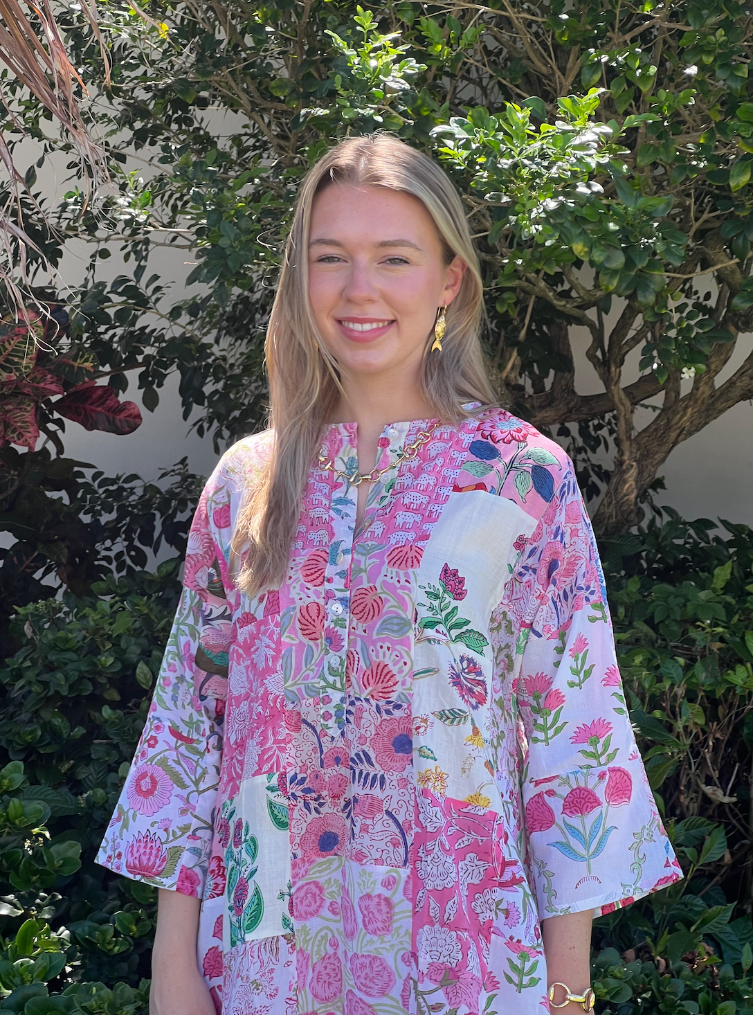 Long Kurta | Patchwork | Pink image 2