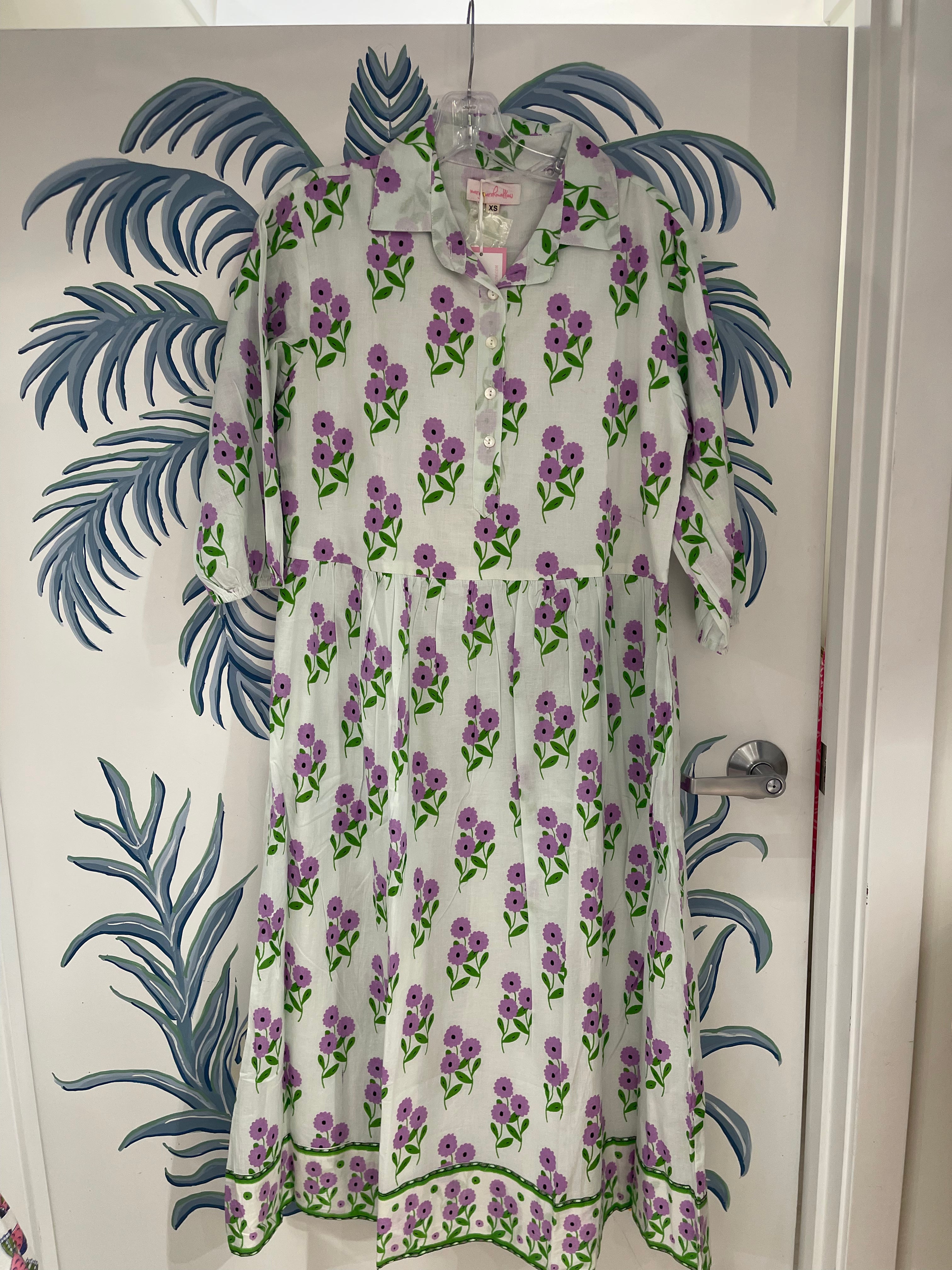 Vestido Midi Frannie | Ramo de Margaritas | Azul Bígaro