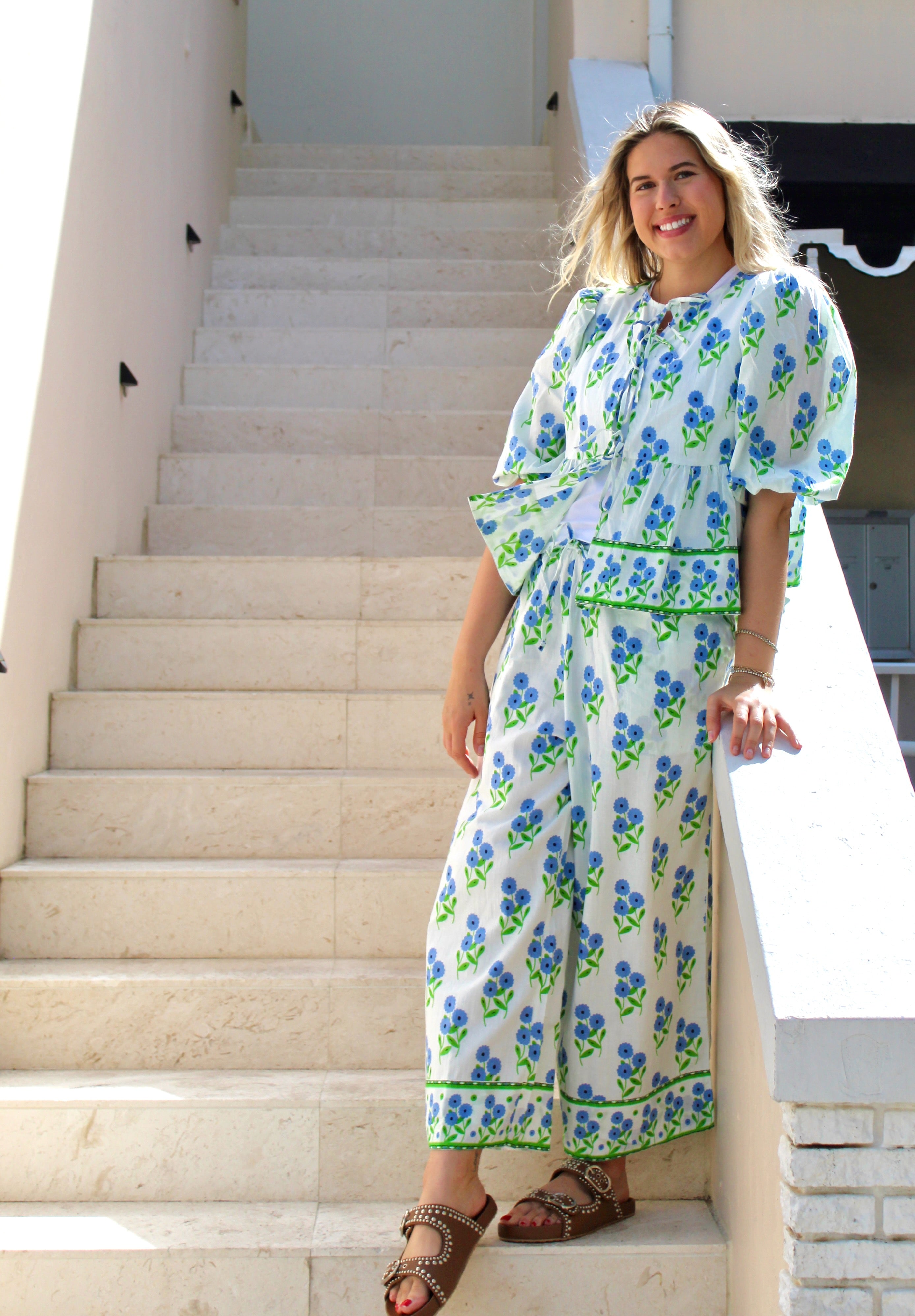 Ruffle Tie Top | Bunch of Daisies | Periwinkle image 2