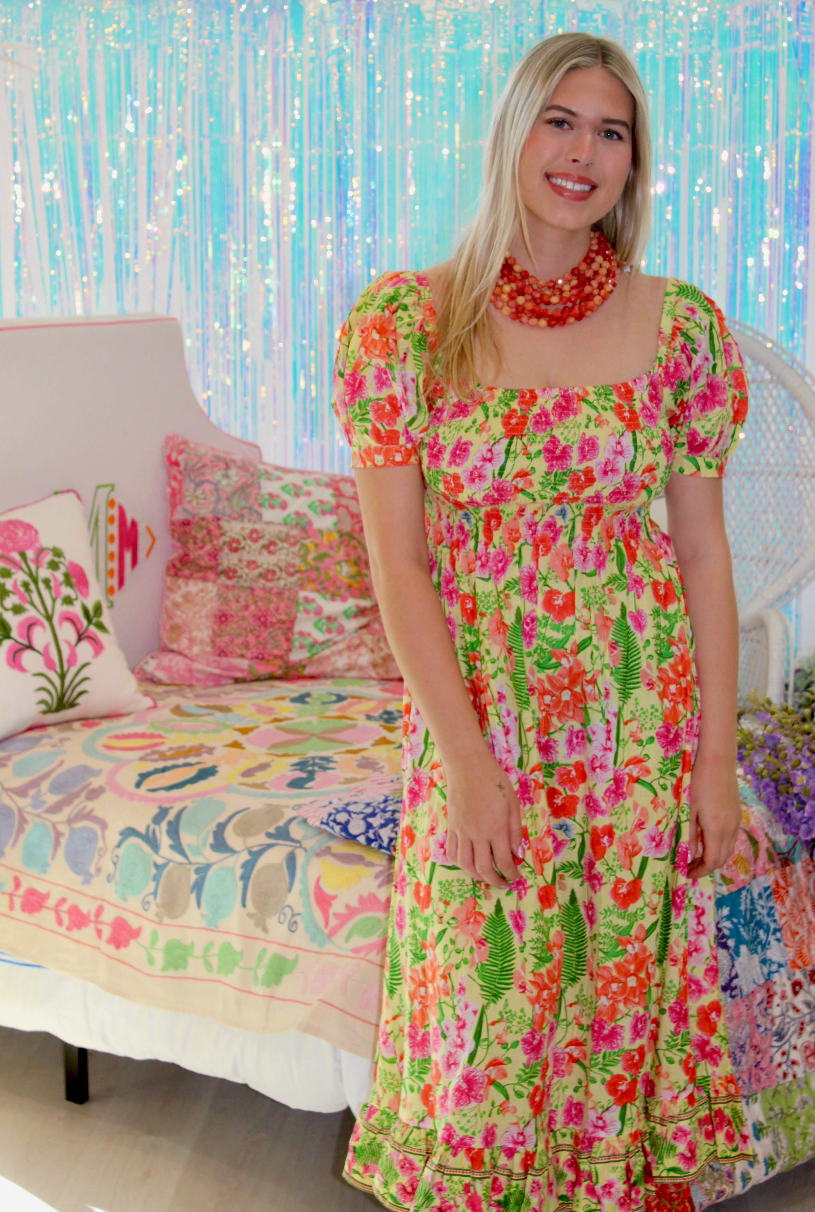 Poppy Long Dress | Orchid | Yellow image 0