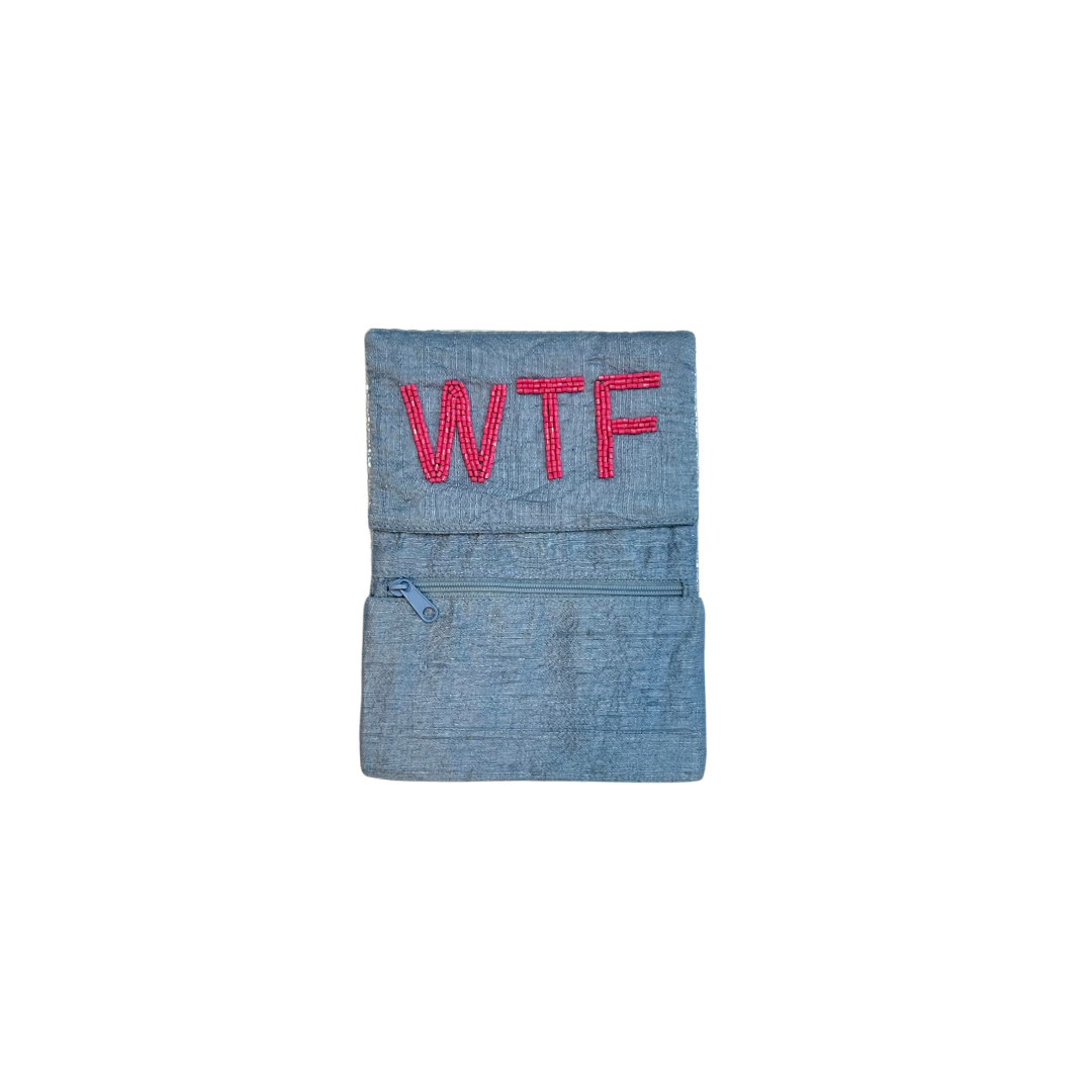 Beaded WTF Card Holder | Assorted Sizes | Periwinkle/Pink image 0