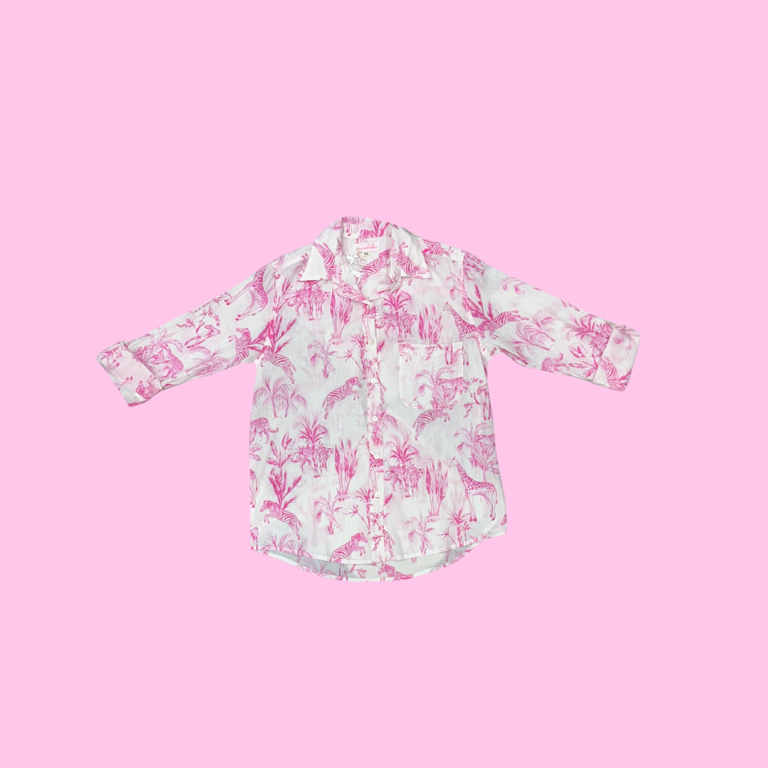 Boyfriend Shirt | Jungle Toile | Pink/White image 0