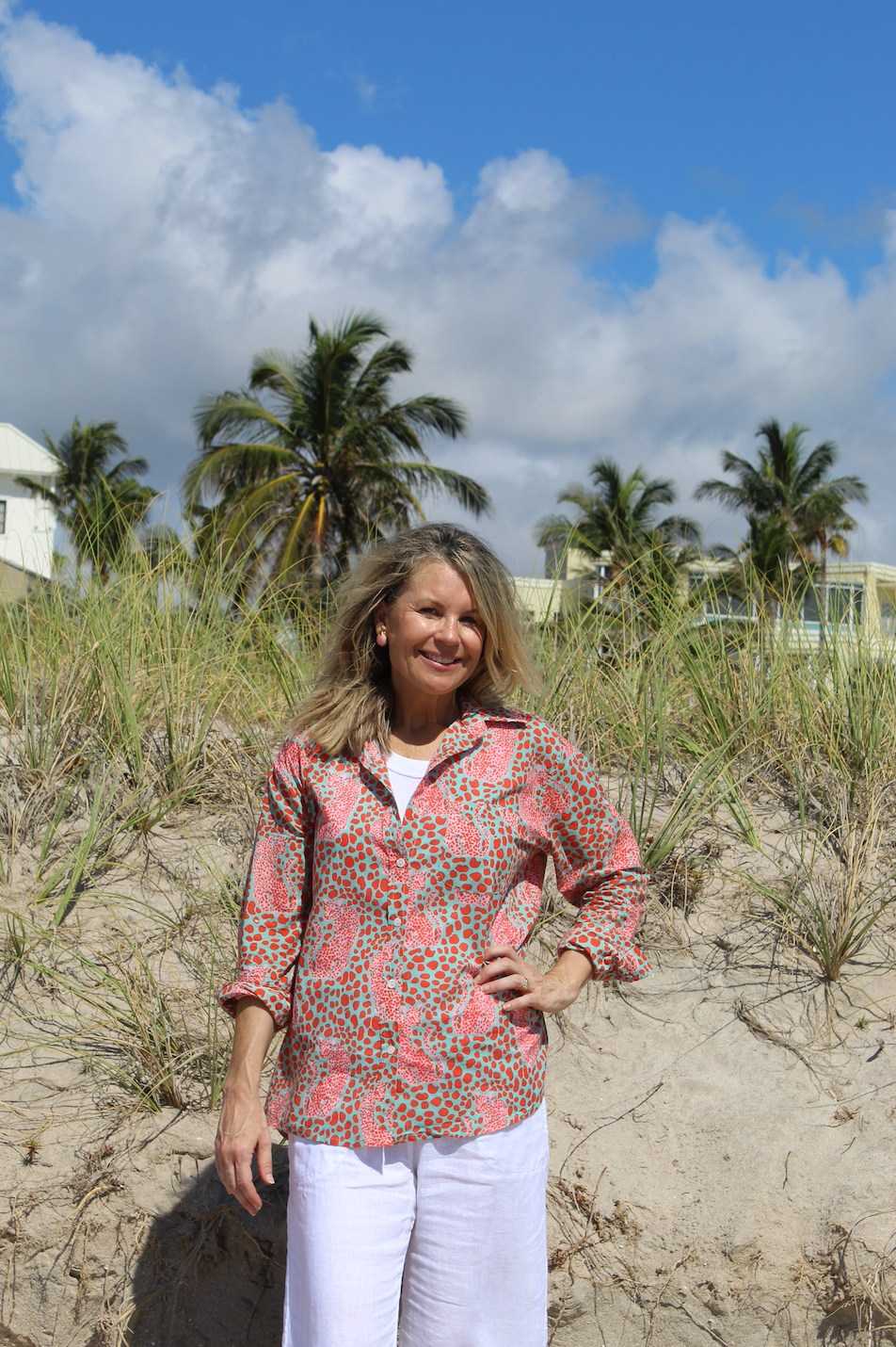Boyfriend Shirt | Dotty Leopard | Orange/Aqua image 1
